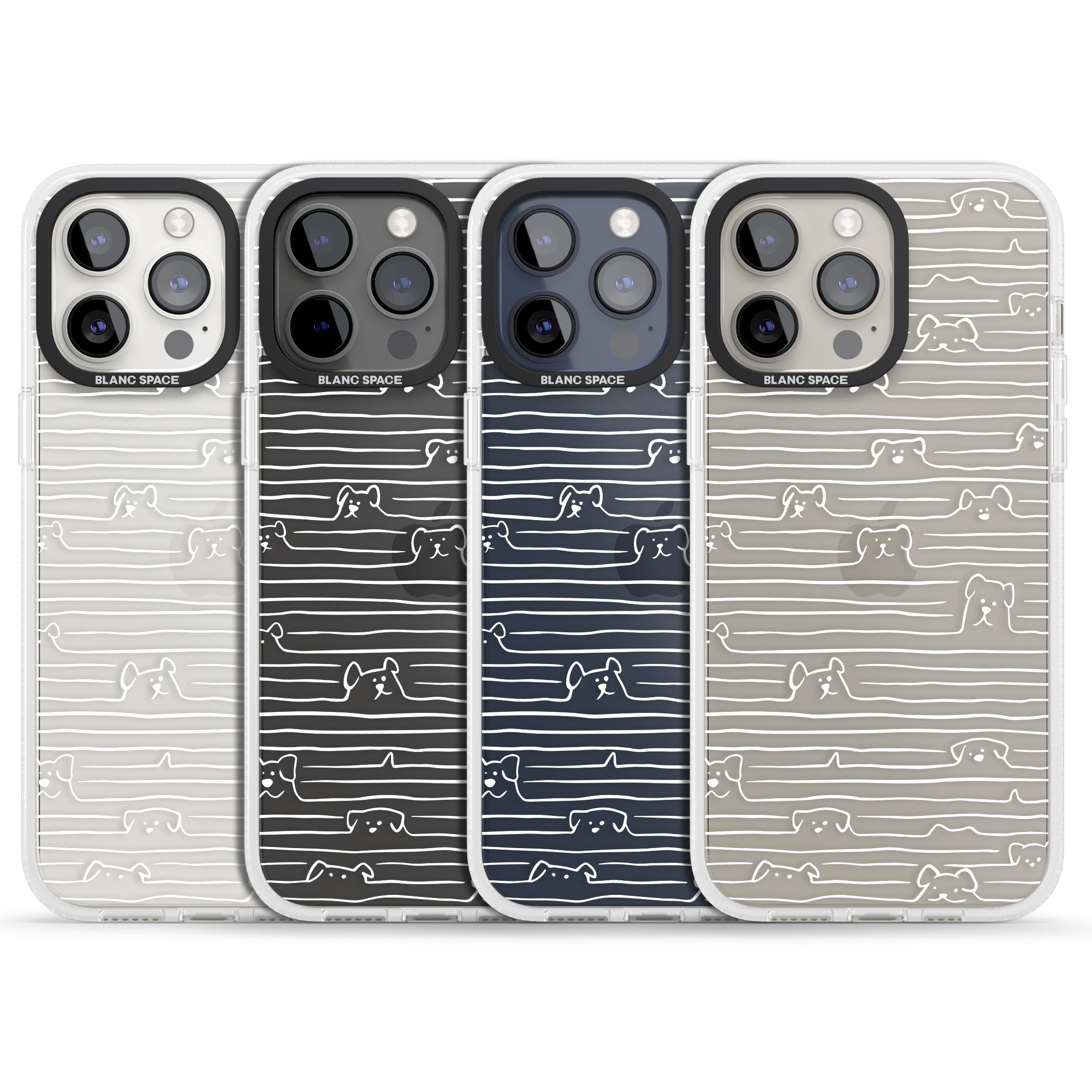 Dog Line Art - White iPhone 15 Pro Max / 15 Pro / 14 Pro Max / 14 Pro / 13 Pro Clear Case Impact Air - Blanc Space