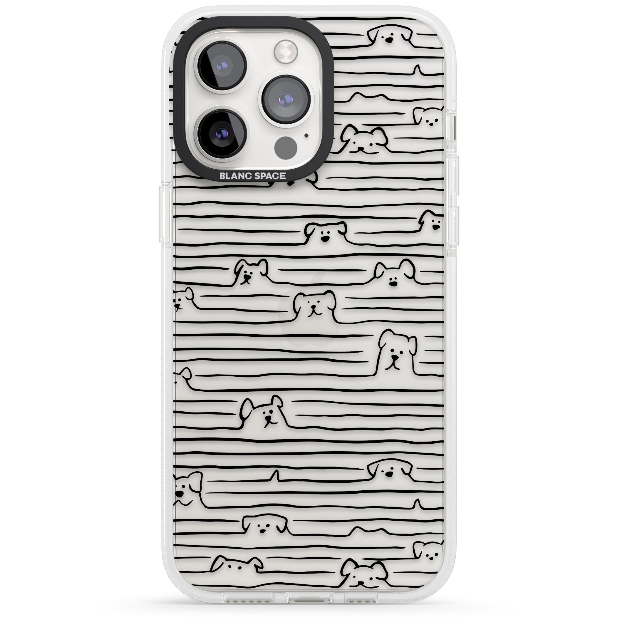 Dog Line Art - Black iPhone 15 Pro Max / 15 Pro / 14 Pro Max / 14 Pro / 13 Pro Clear Case Impact Air - Blanc Space