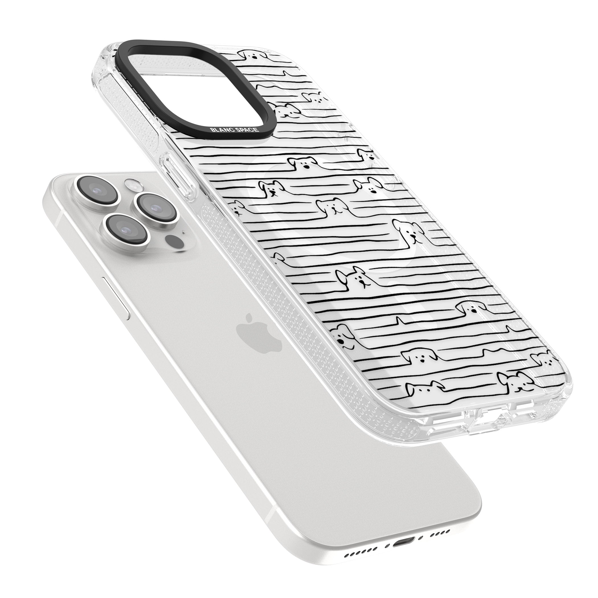 Dog Line Art - Black iPhone 15 Pro Max / 15 Pro / 14 Pro Max / 14 Pro / 13 Pro Clear Case Impact Air - Blanc Space