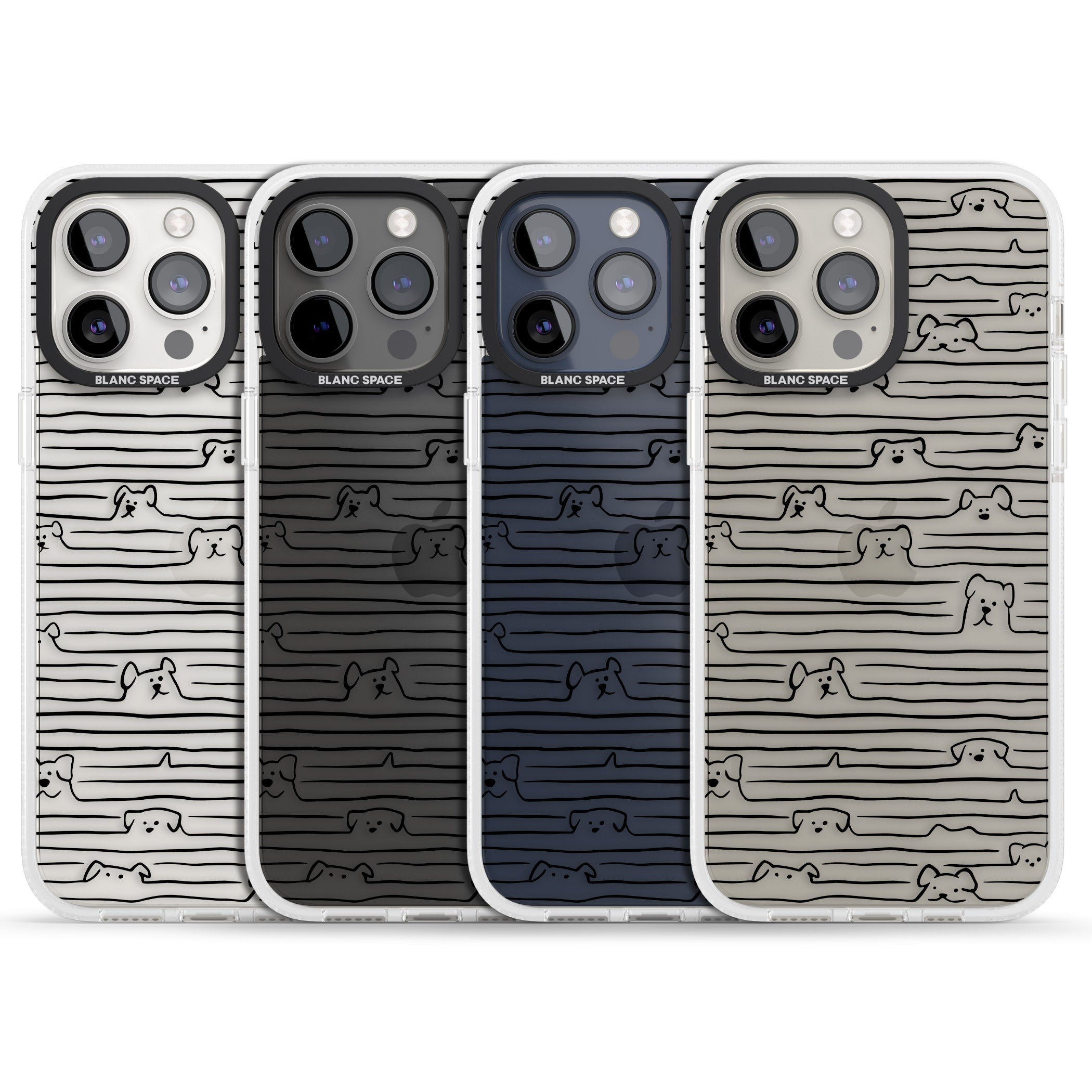 Dog Line Art - Black iPhone 15 Pro Max / 15 Pro / 14 Pro Max / 14 Pro / 13 Pro Clear Case Impact Air - Blanc Space