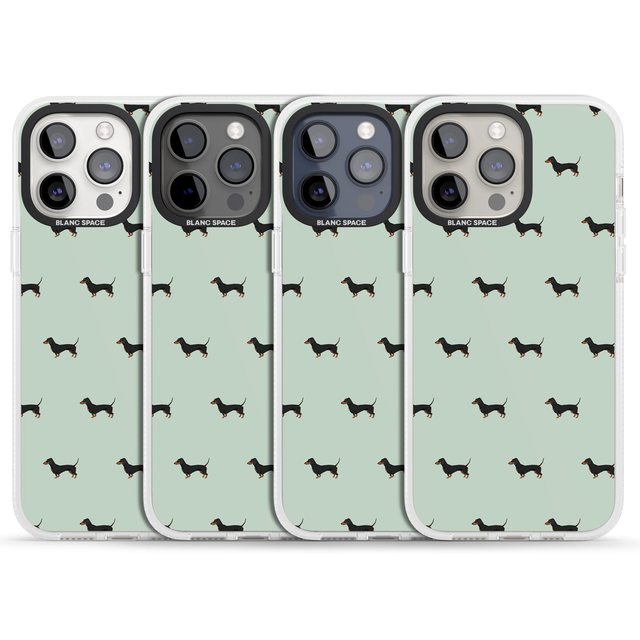 Dachshund Dog Pattern iPhone 15 Pro Max / 15 Pro / 14 Pro Max / 14 Pro / 13 Pro Clear Case Impact Air - Blanc Space