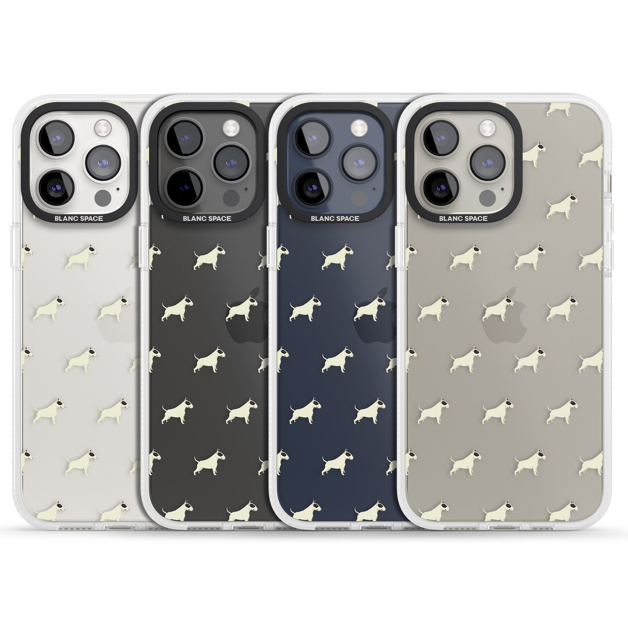 Bull Terrier Dog Pattern Clear iPhone 15 Pro Max / 15 Pro / 14 Pro Max / 14 Pro / 13 Pro Clear Case Impact Air - Blanc Space