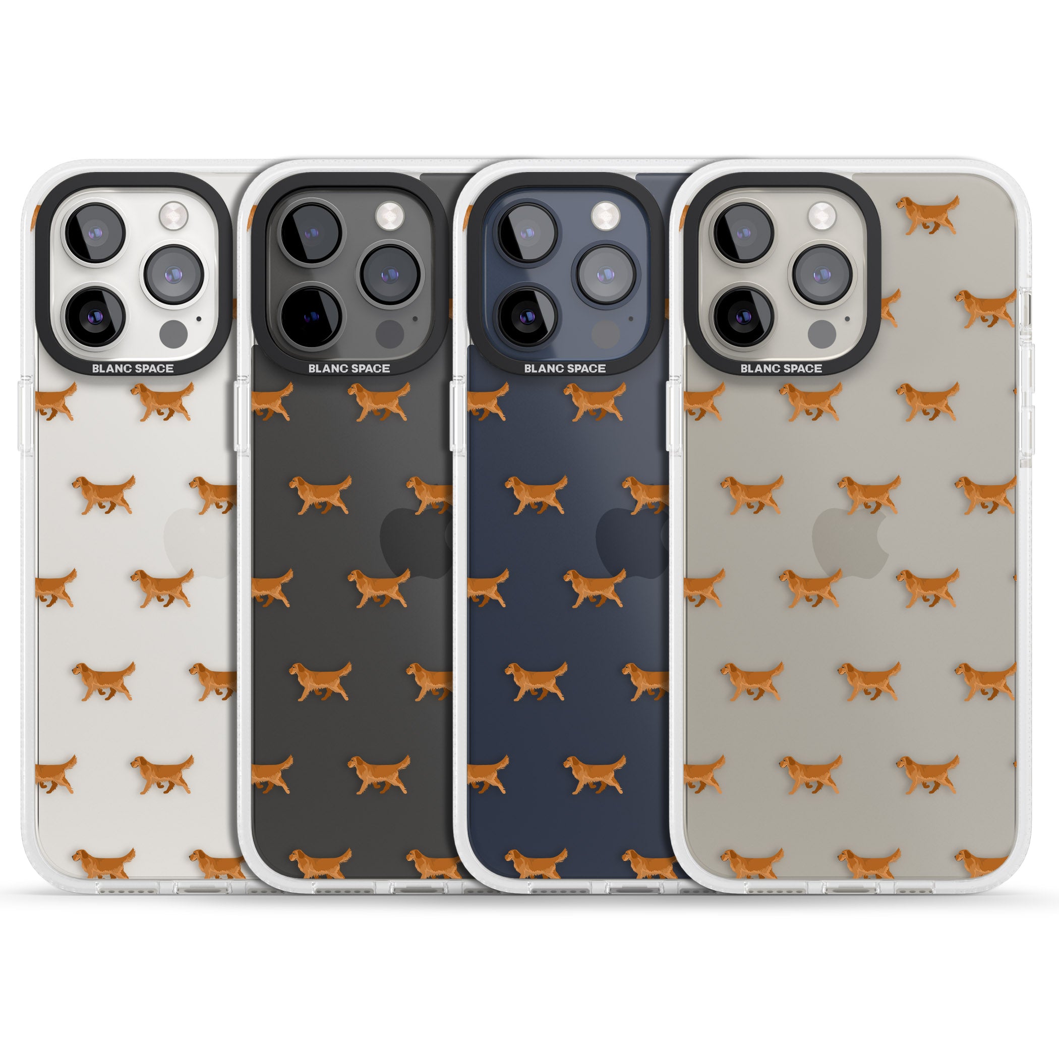 Golden Retriever Dog Pattern Clear iPhone 15 Pro Max / 15 Pro / 14 Pro Max / 14 Pro / 13 Pro Clear Case Impact Air - Blanc Space