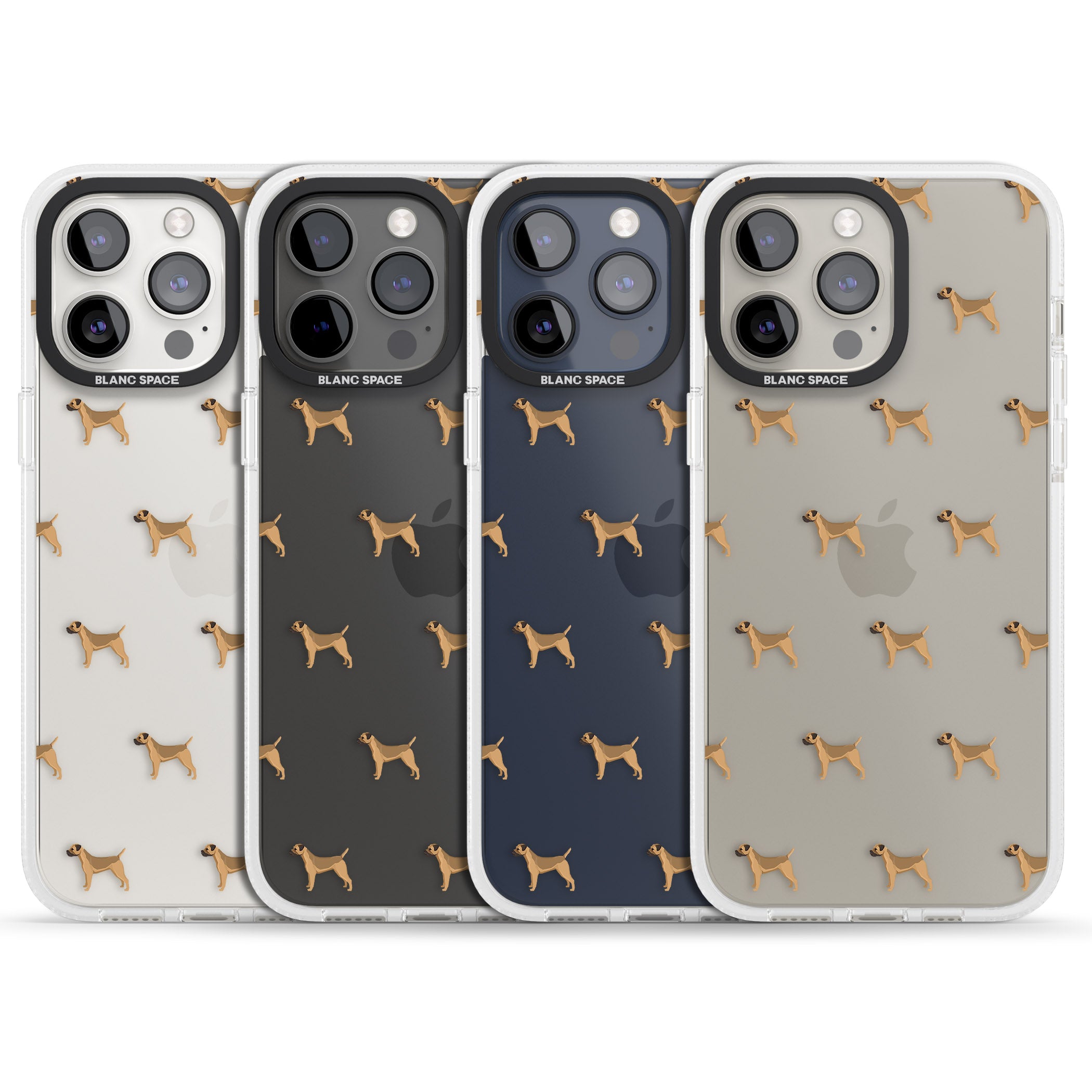 Border Terrier Dog Pattern Clear iPhone 15 Pro Max / 15 Pro / 14 Pro Max / 14 Pro / 13 Pro Clear Case Impact Air - Blanc Space