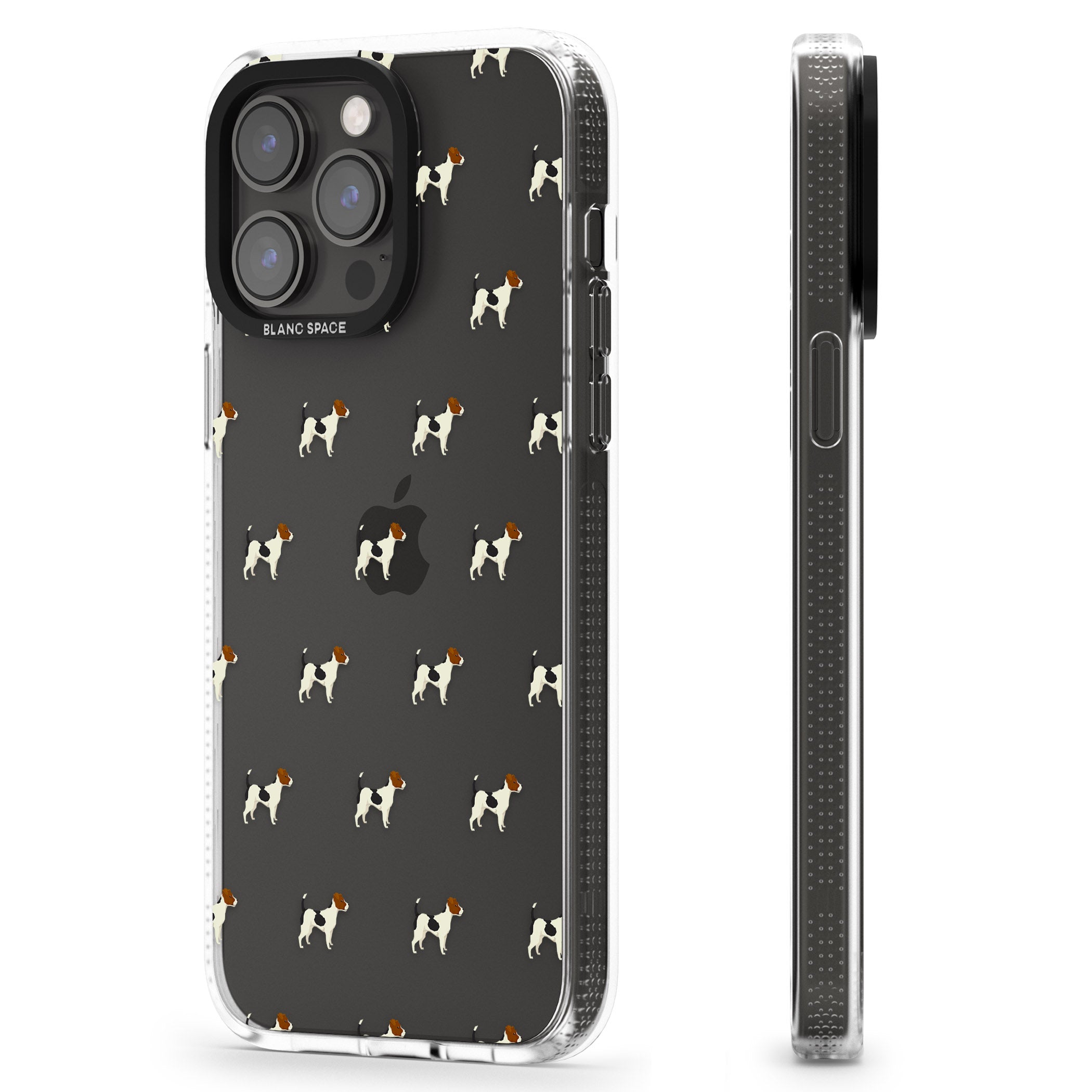 Jack Russell Terrier Dog Pattern Clear iPhone 15 Pro Max / 15 Pro / 14 Pro Max / 14 Pro / 13 Pro Clear Case Impact Air - Blanc Space