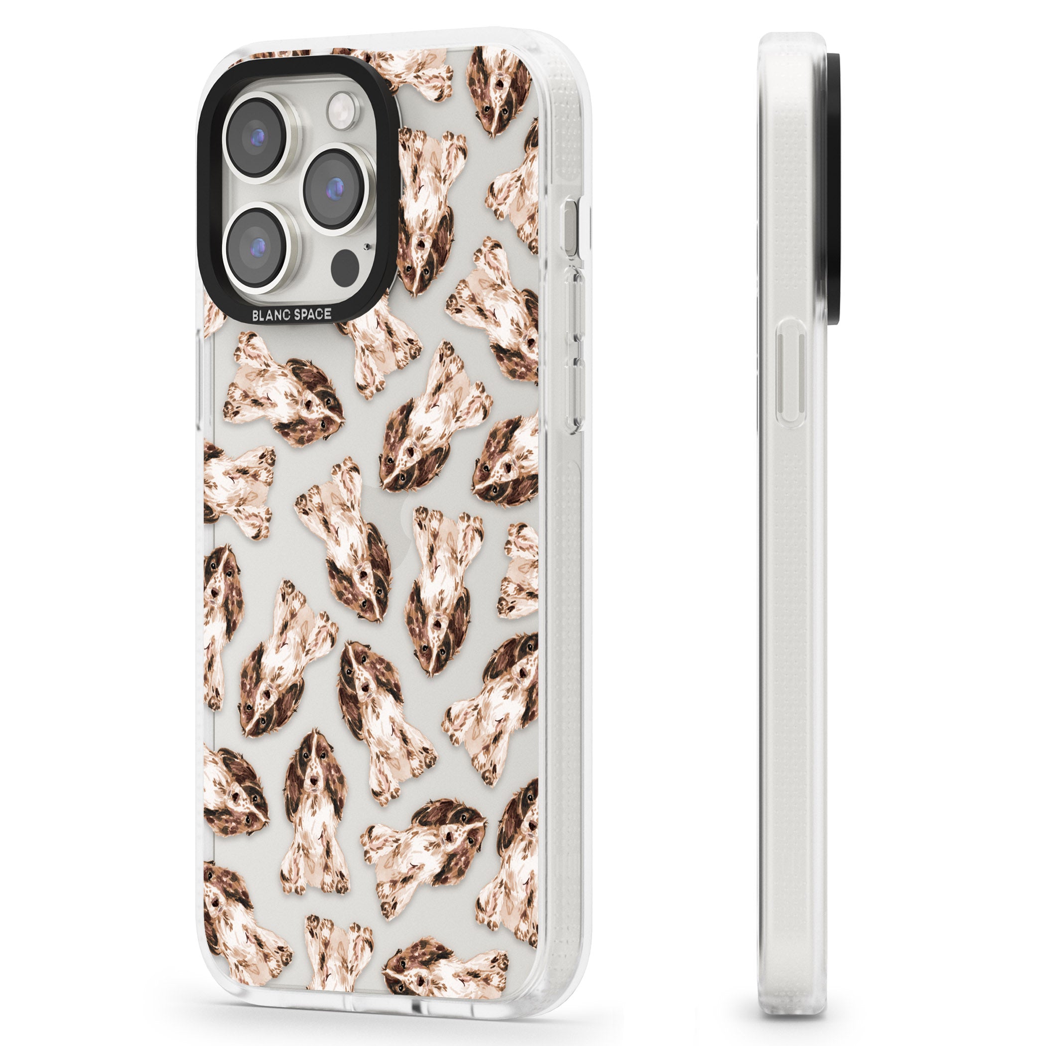 Cocker Spaniel (Brown) Watercolour Dog Pattern iPhone 15 Pro Max / 15 Pro / 14 Pro Max / 14 Pro / 13 Pro Clear Case Impact Air - Blanc Space