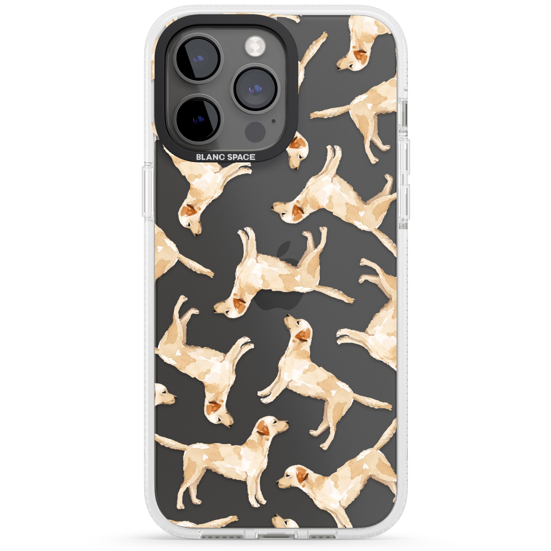 Yellow Labrador Watercolour Dog Pattern iPhone 15 Pro Max / 15 Pro / 14 Pro Max / 14 Pro / 13 Pro Clear Case Impact Air - Blanc Space