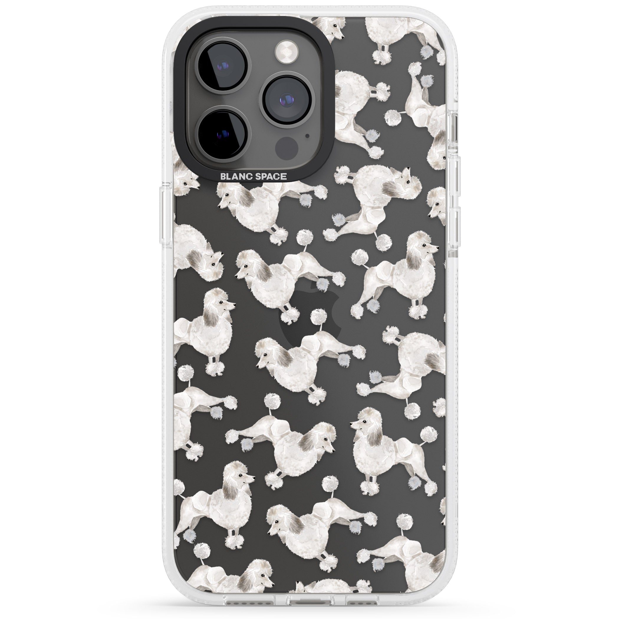 Poodle (White) Watercolour Dog Pattern iPhone 15 Pro Max / 15 Pro / 14 Pro Max / 14 Pro / 13 Pro Clear Case Impact Air - Blanc Space