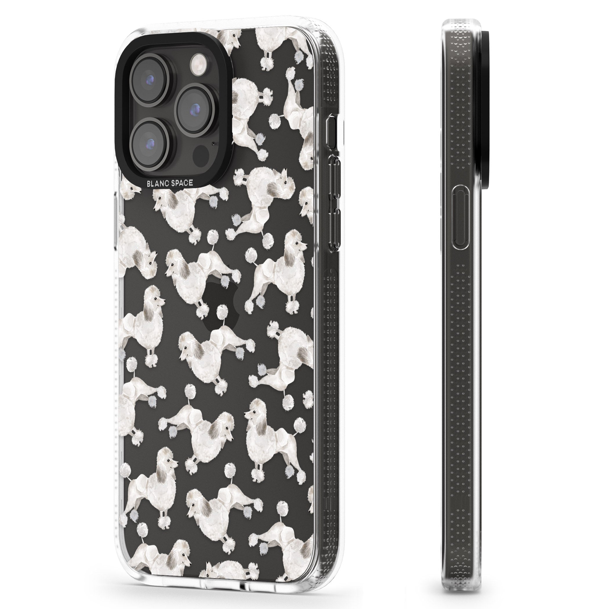 Poodle (White) Watercolour Dog Pattern iPhone 15 Pro Max / 15 Pro / 14 Pro Max / 14 Pro / 13 Pro Clear Case Impact Air - Blanc Space