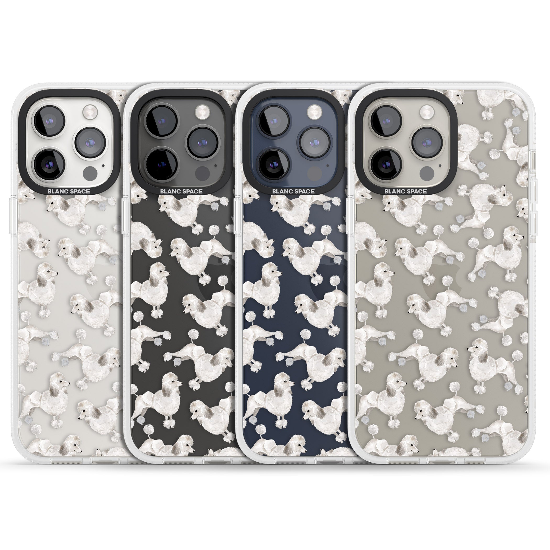 Poodle (White) Watercolour Dog Pattern iPhone 15 Pro Max / 15 Pro / 14 Pro Max / 14 Pro / 13 Pro Clear Case Impact Air - Blanc Space