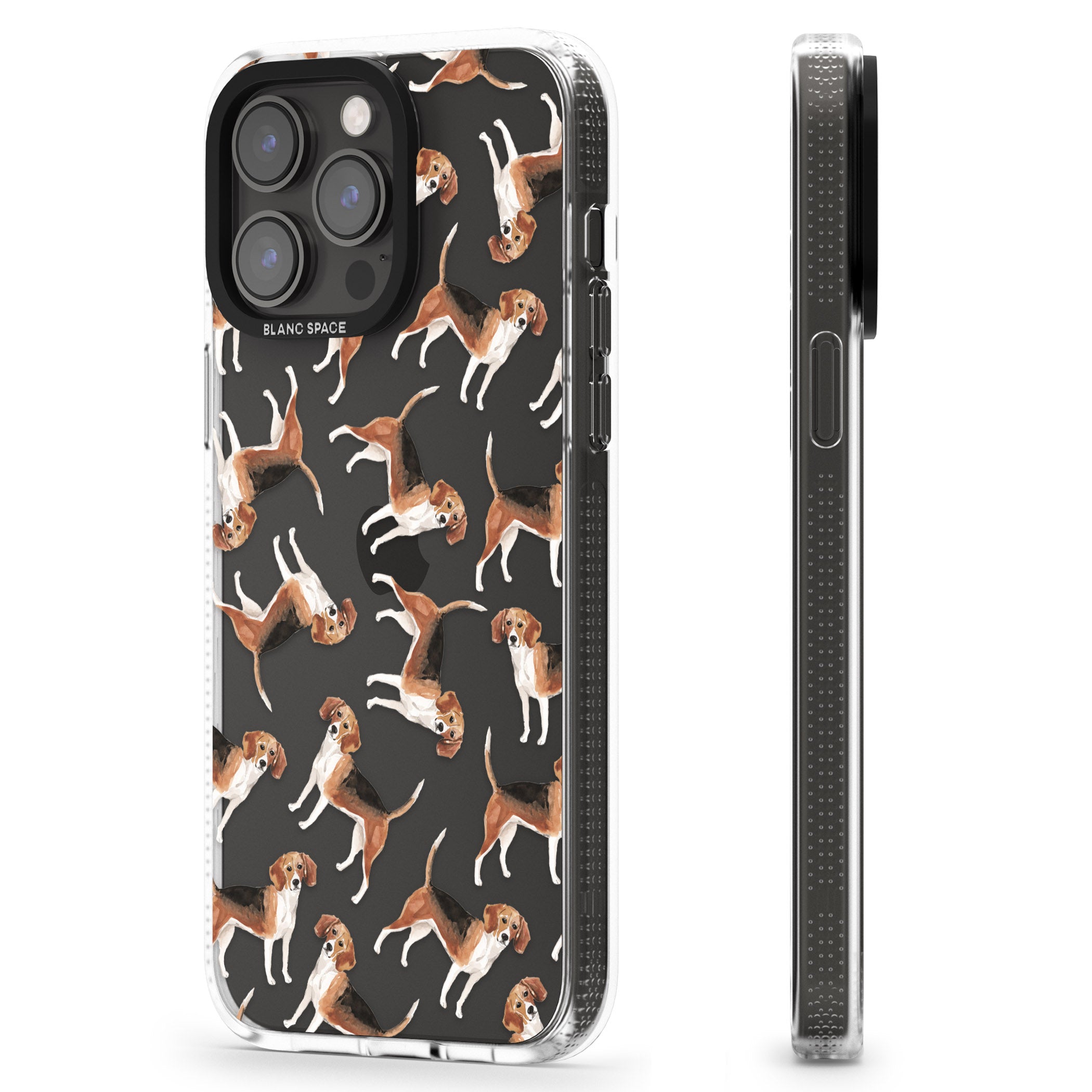 Beagle Watercolour Dog Pattern iPhone 15 Pro Max / 15 Pro / 14 Pro Max / 14 Pro / 13 Pro Clear Case Impact Air - Blanc Space