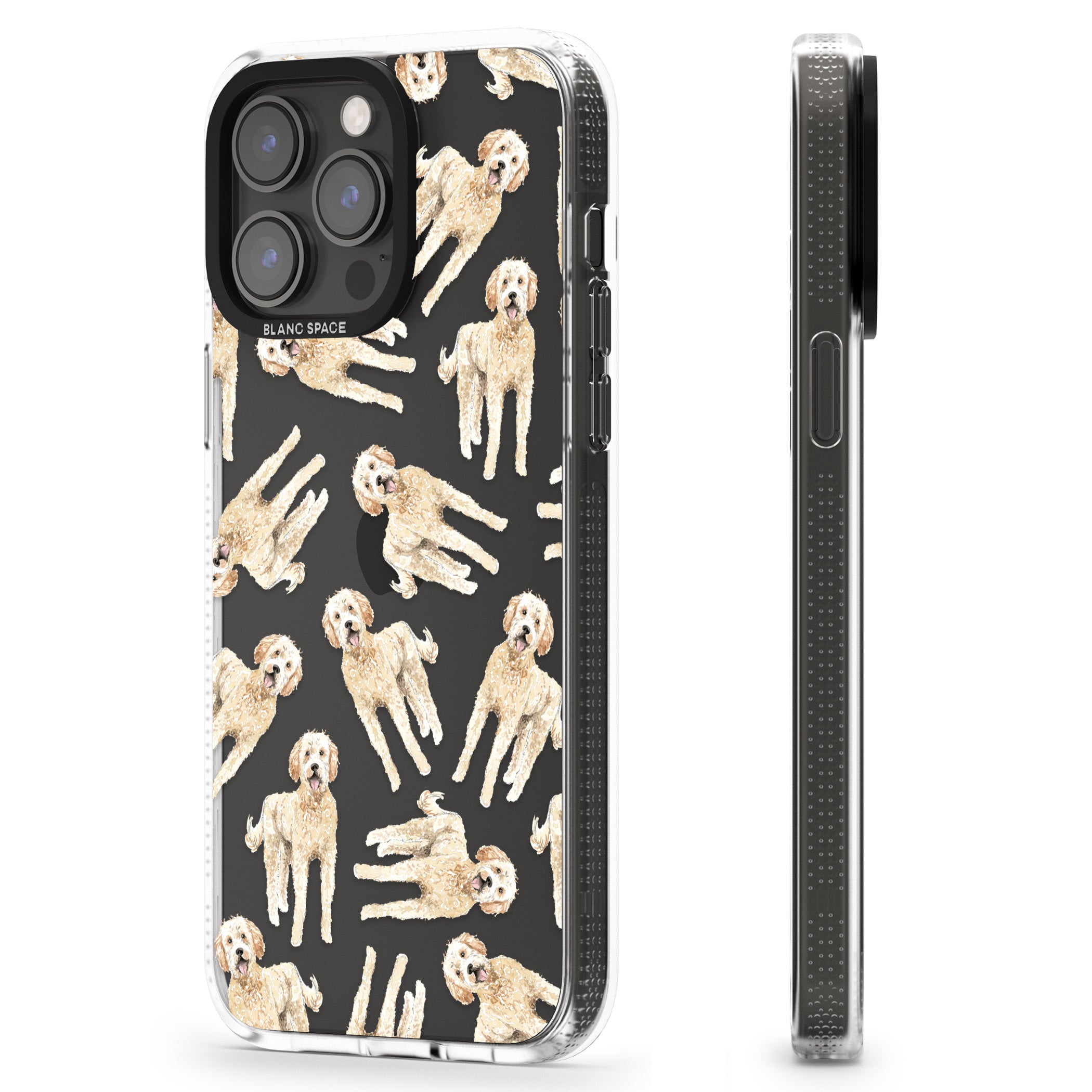 Goldendoodle Watercolour Dog Pattern iPhone 15 Pro Max / 15 Pro / 14 Pro Max / 14 Pro / 13 Pro Clear Case Impact Air - Blanc Space