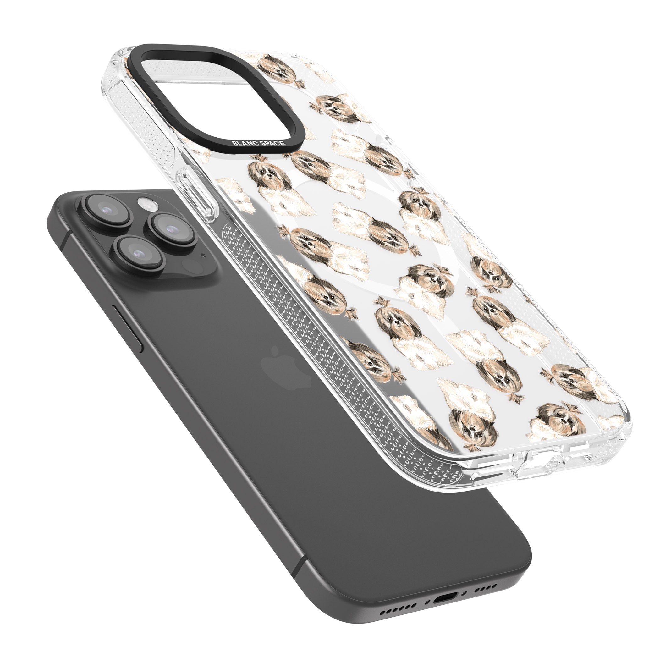 Shih tzu (Long Hair) Watercolour Dog Pattern iPhone 15 Pro Max / 15 Pro / 14 Pro Max / 14 Pro / 13 Pro Clear Case Impact Air - Blanc Space