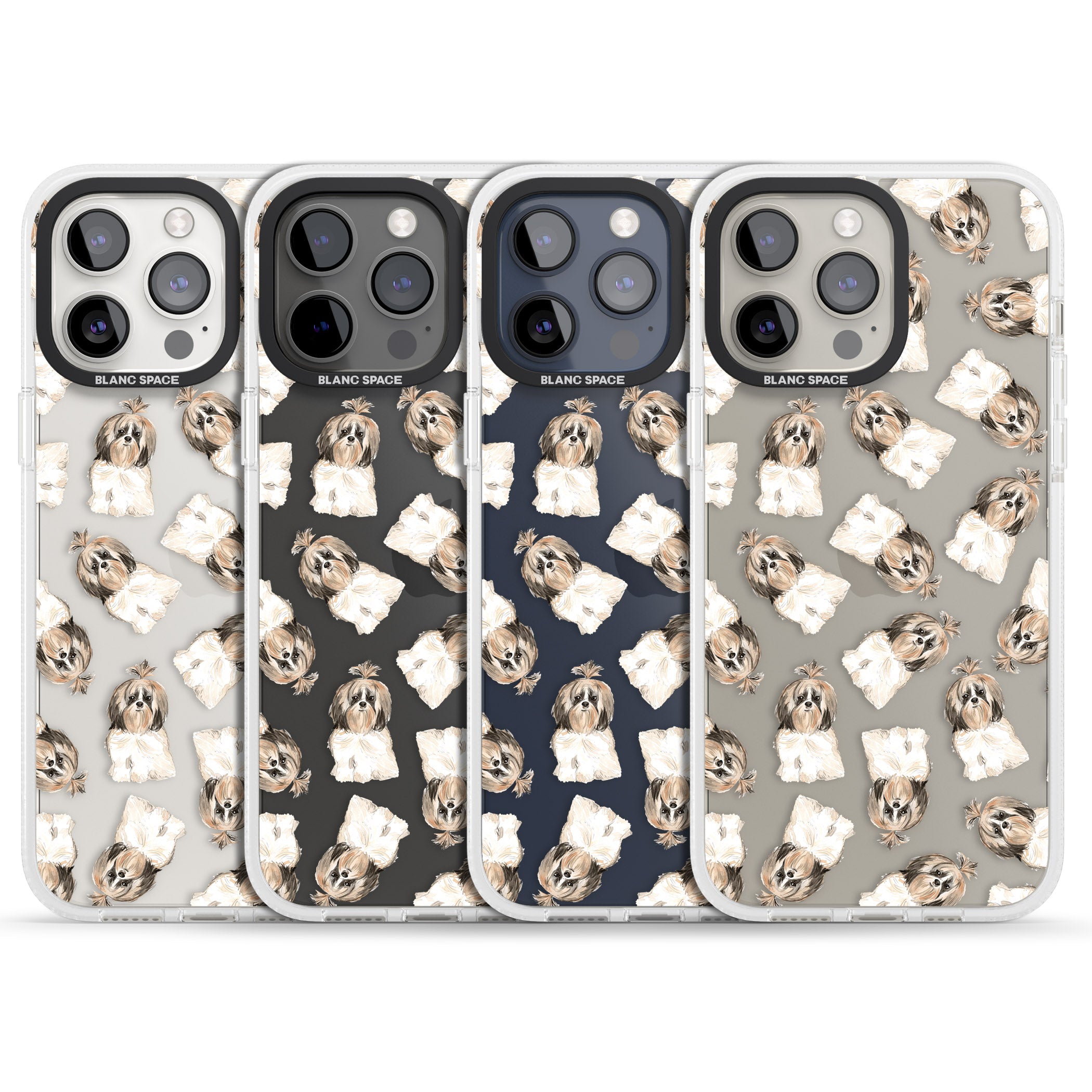 Shih tzu (Long Hair) Watercolour Dog Pattern iPhone 15 Pro Max / 15 Pro / 14 Pro Max / 14 Pro / 13 Pro Clear Case Impact Air - Blanc Space