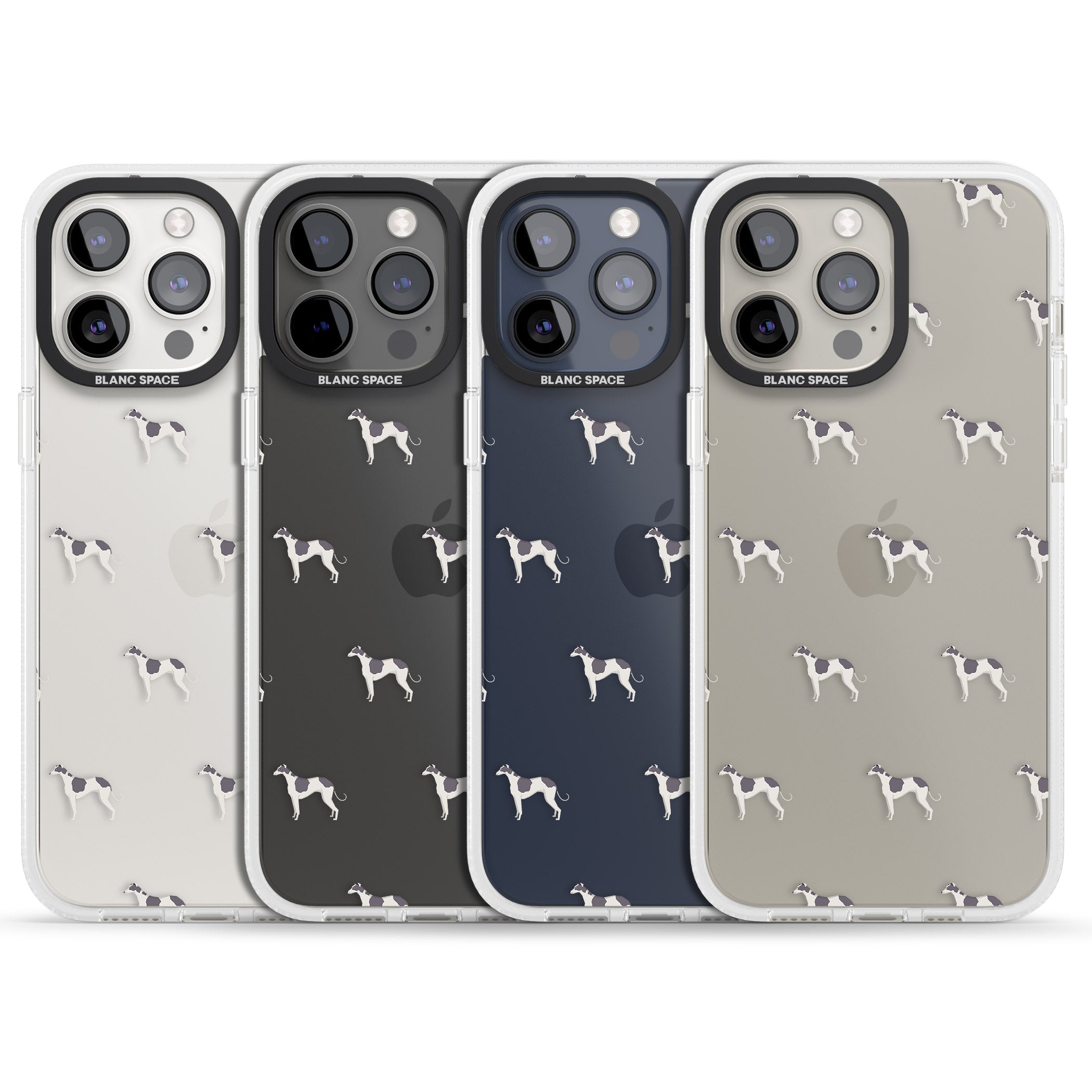 Greyhound Dog Pattern Clear iPhone 15 Pro Max / 15 Pro / 14 Pro Max / 14 Pro / 13 Pro Clear Case Impact Air - Blanc Space