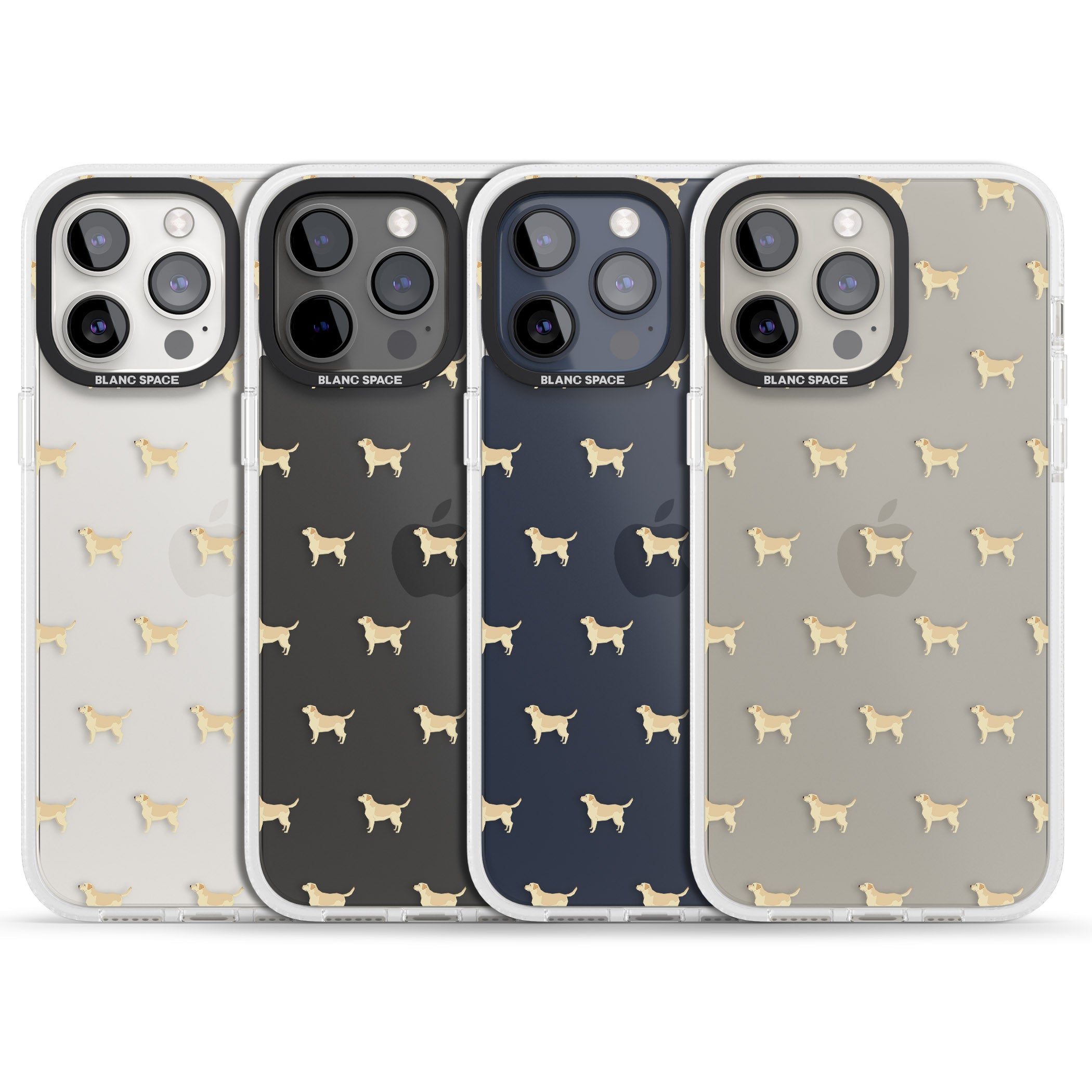 Tan Labrador Dog Pattern Clear iPhone 15 Pro Max / 15 Pro / 14 Pro Max / 14 Pro / 13 Pro Clear Case Impact Air - Blanc Space