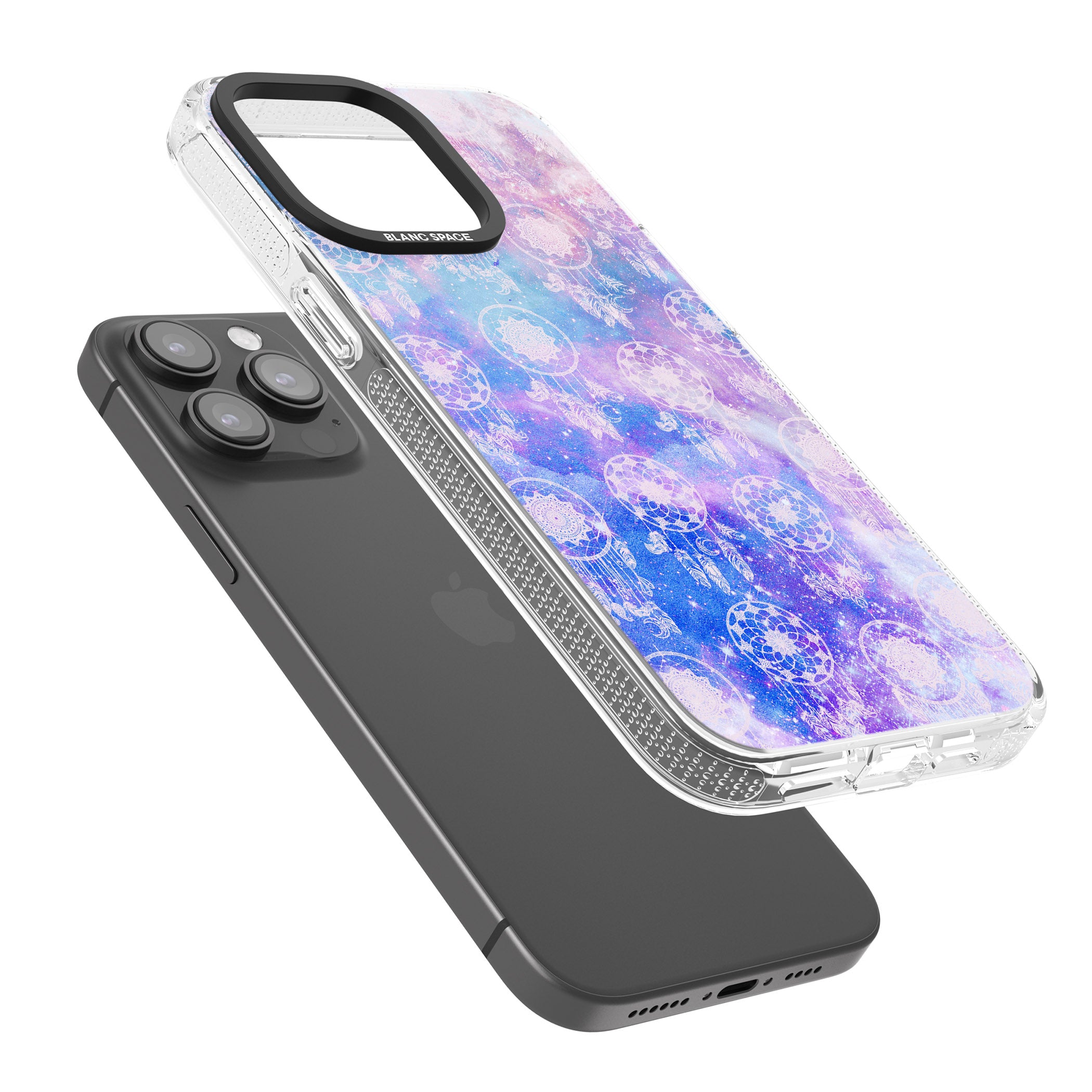 Dreamcatcher Pattern Galaxy Print Tie Dye iPhone 15 Pro Max / 15 Pro / 14 Pro Max / 14 Pro / 13 Pro Clear Case Impact Air - Blanc Space