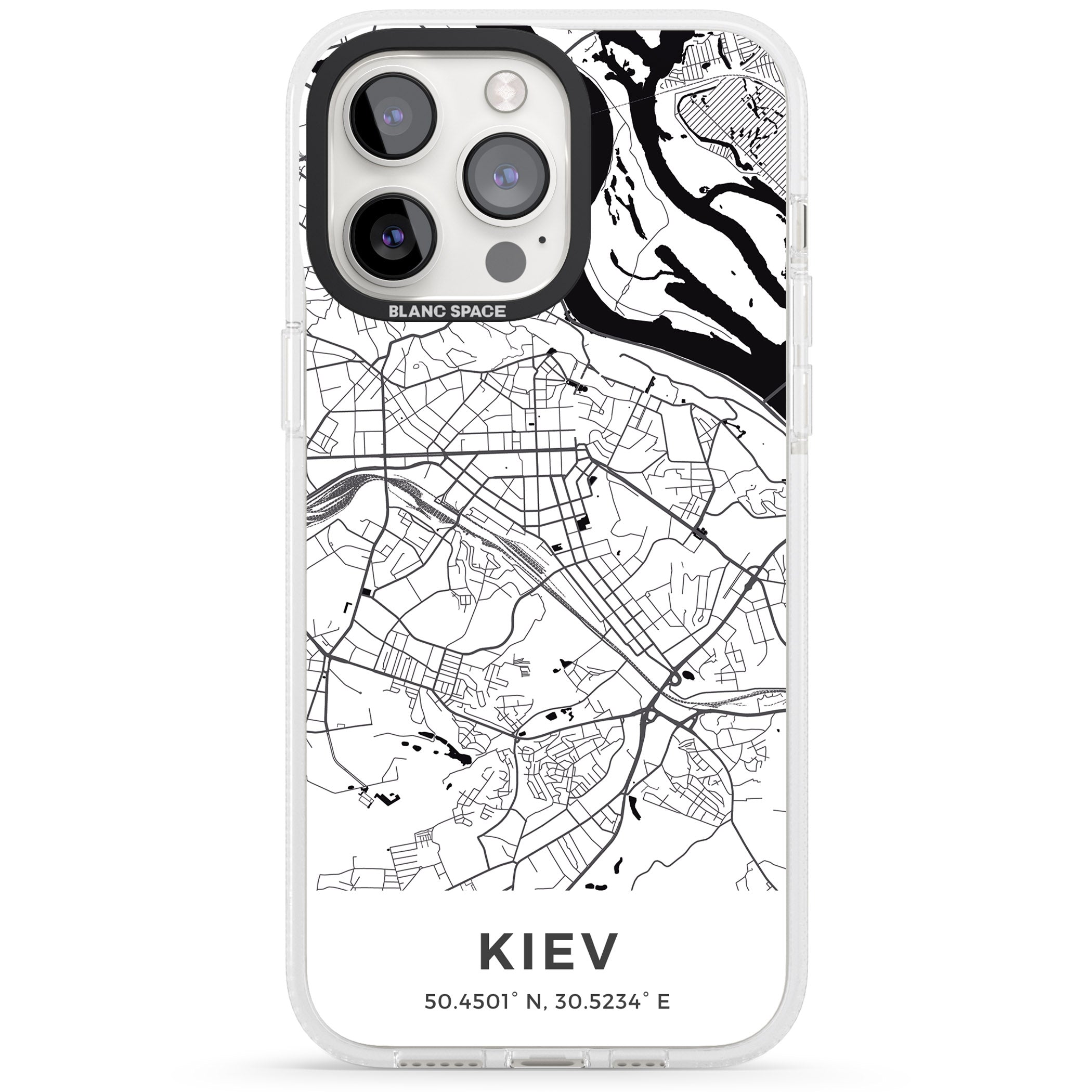 Map of Kiev, Ukraine iPhone 15 Pro Max / 15 Pro / 14 Pro Max / 14 Pro / 13 Pro Clear Case Impact Air - Blanc Space