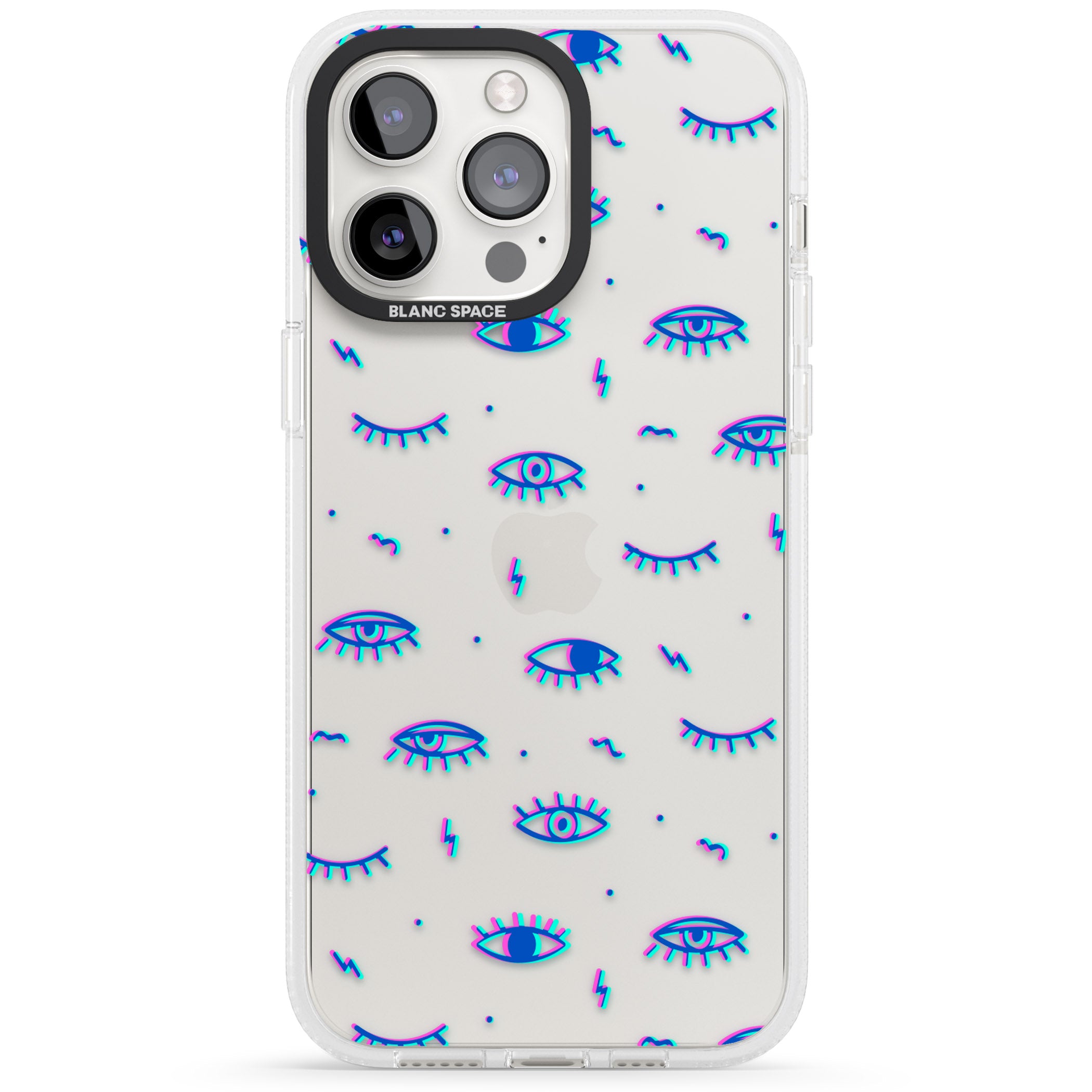 Duotone Psychedelic Eyes iPhone 15 Pro Max / 15 Pro / 14 Pro Max / 14 Pro / 13 Pro Clear Case Impact Air - Blanc Space