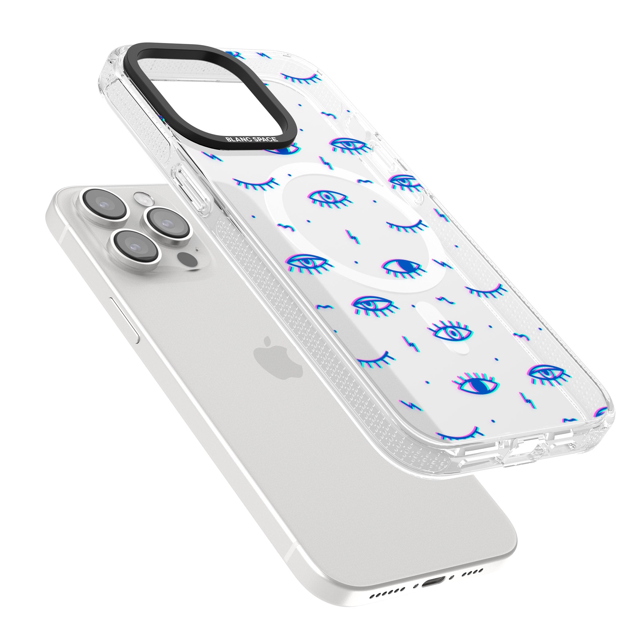 Duotone Psychedelic Eyes iPhone 15 Pro Max / 15 Pro / 14 Pro Max / 14 Pro / 13 Pro Clear Case Impact Air - Blanc Space