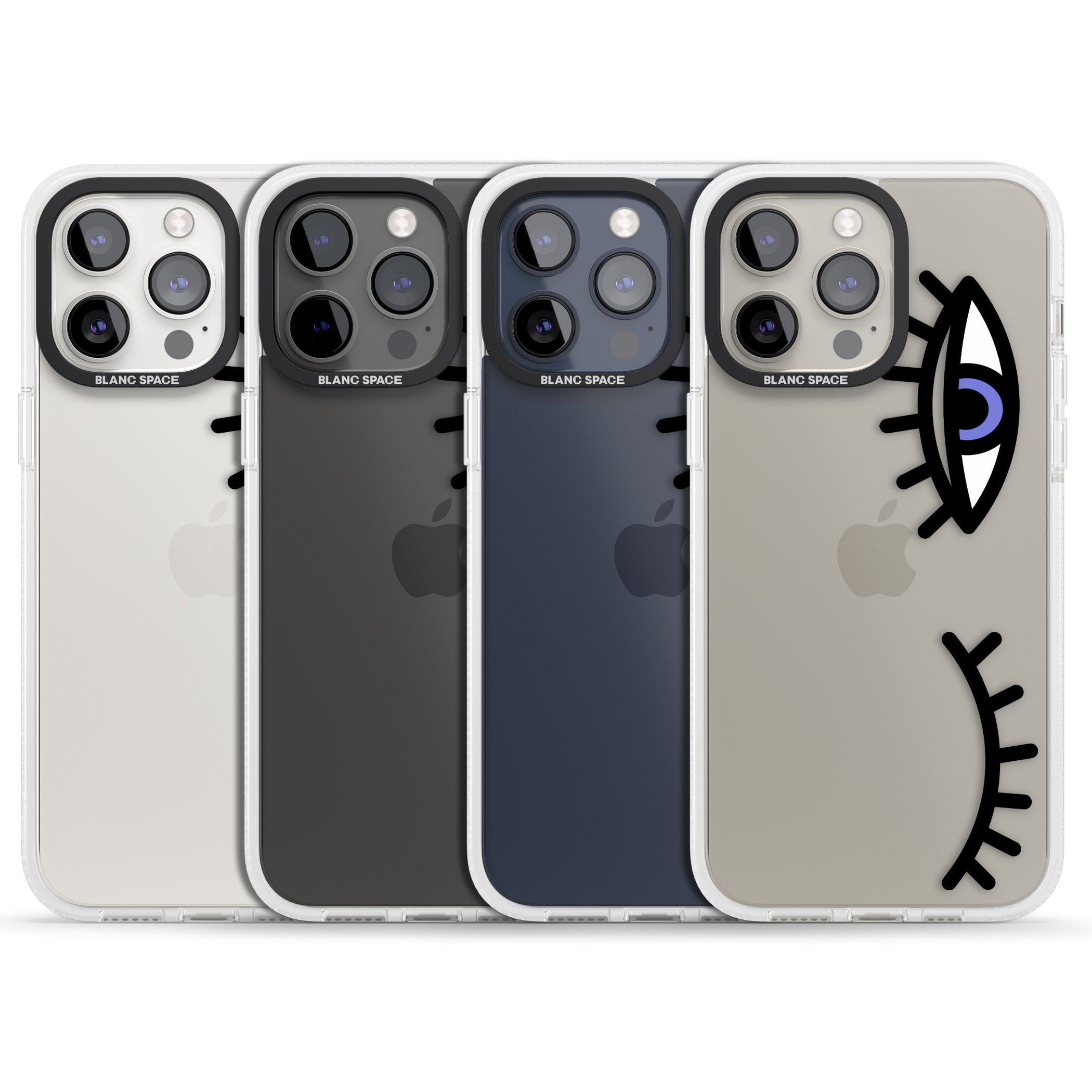 Winking Eyes Transparent Pattern iPhone 15 Pro Max / 15 Pro / 14 Pro Max / 14 Pro / 13 Pro Clear Case Impact Air - Blanc Space