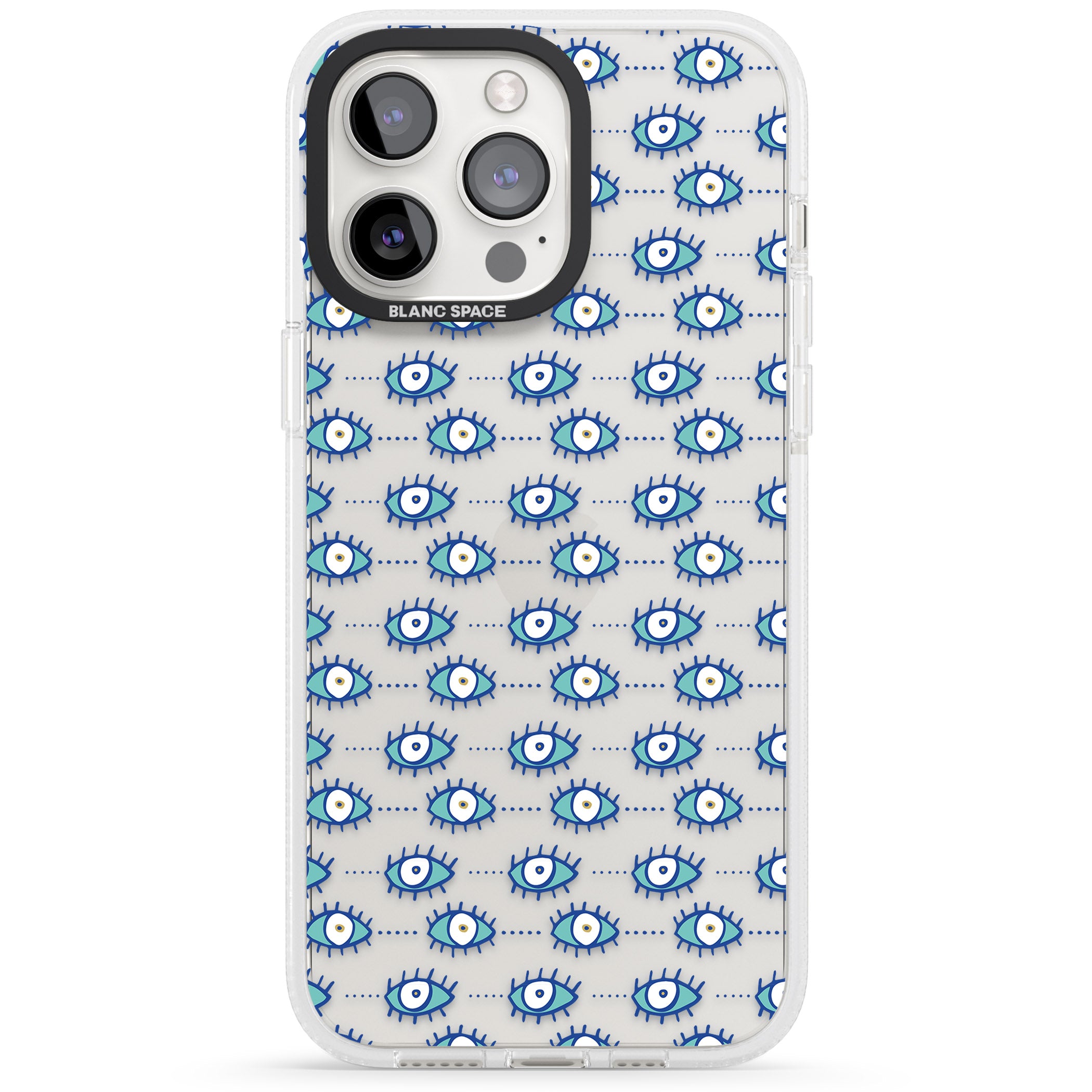 Crazy Eyes (Clear) Psychedelic Eyes Pattern iPhone 15 Pro Max / 15 Pro / 14 Pro Max / 14 Pro / 13 Pro Clear Case Impact Air - Blanc Space