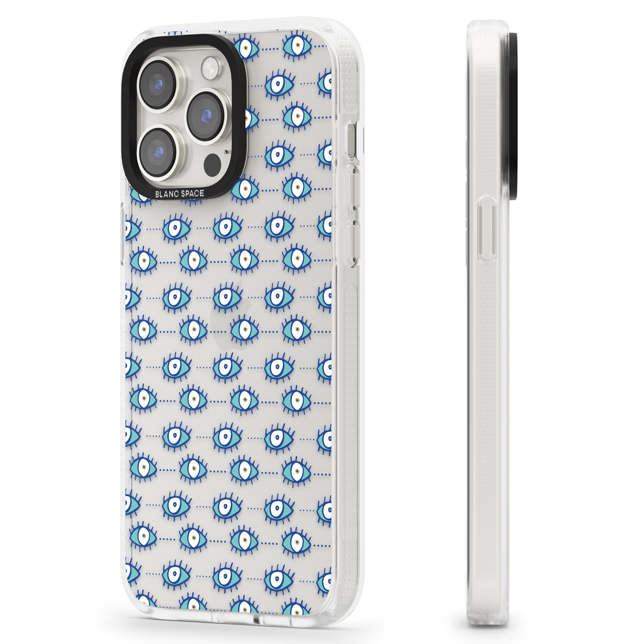 Crazy Eyes (Clear) Psychedelic Eyes Pattern iPhone 15 Pro Max / 15 Pro / 14 Pro Max / 14 Pro / 13 Pro Clear Case Impact Air - Blanc Space