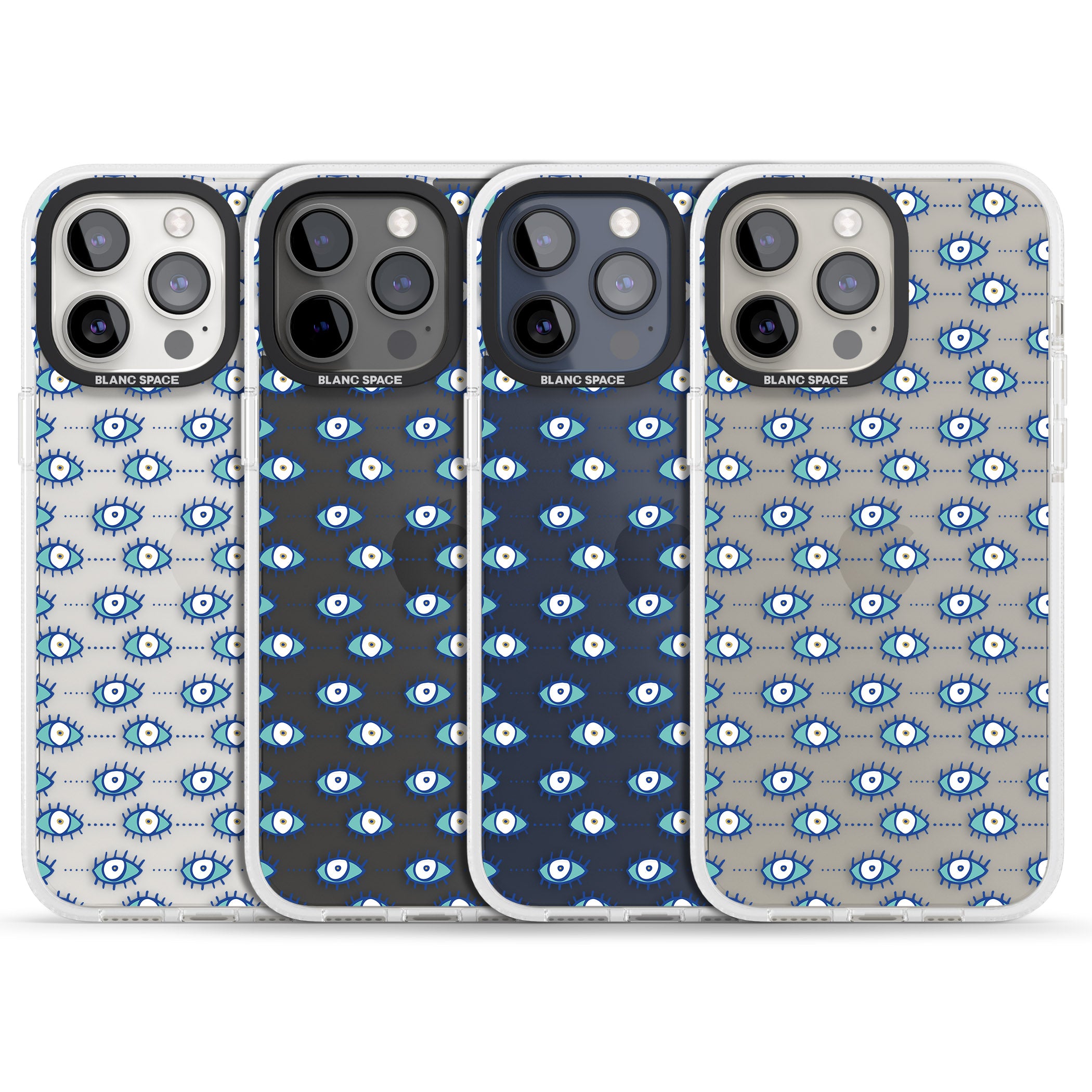 Crazy Eyes (Clear) Psychedelic Eyes Pattern iPhone 15 Pro Max / 15 Pro / 14 Pro Max / 14 Pro / 13 Pro Clear Case Impact Air - Blanc Space