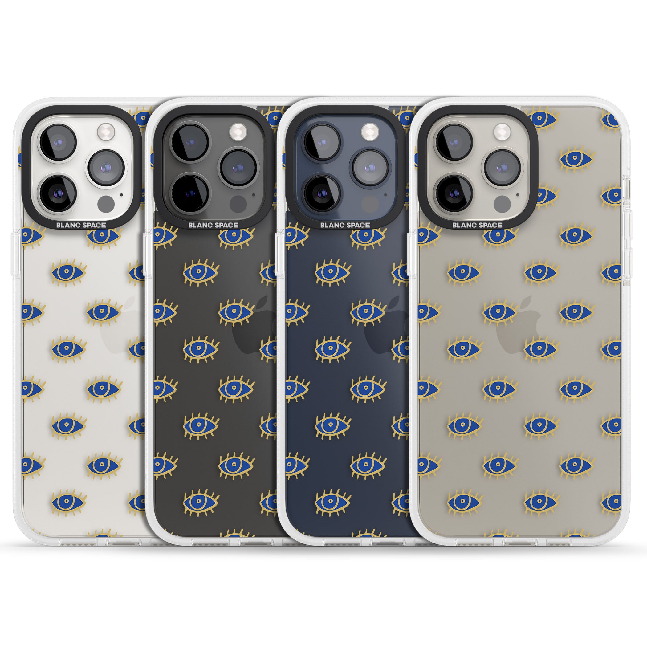 Gold Eyes (Clear) Psychedelic Eyes Pattern iPhone 15 Pro Max / 15 Pro / 14 Pro Max / 14 Pro / 13 Pro Clear Case Impact Air - Blanc Space