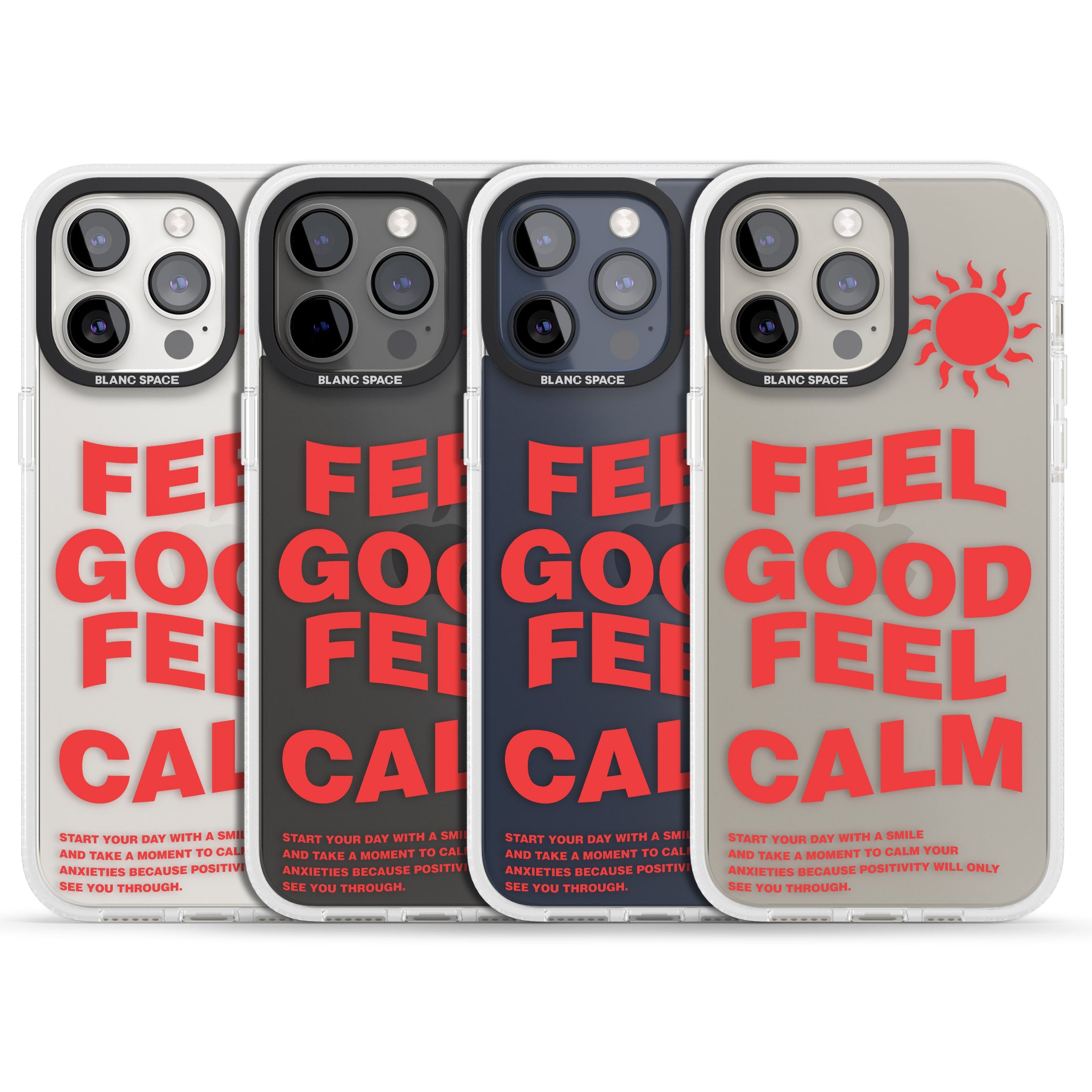 Feel Good Feel Calm (Red) iPhone 15 Pro Max / 15 Pro / 14 Pro Max / 14 Pro / 13 Pro Clear Case Impact Air - Blanc Space