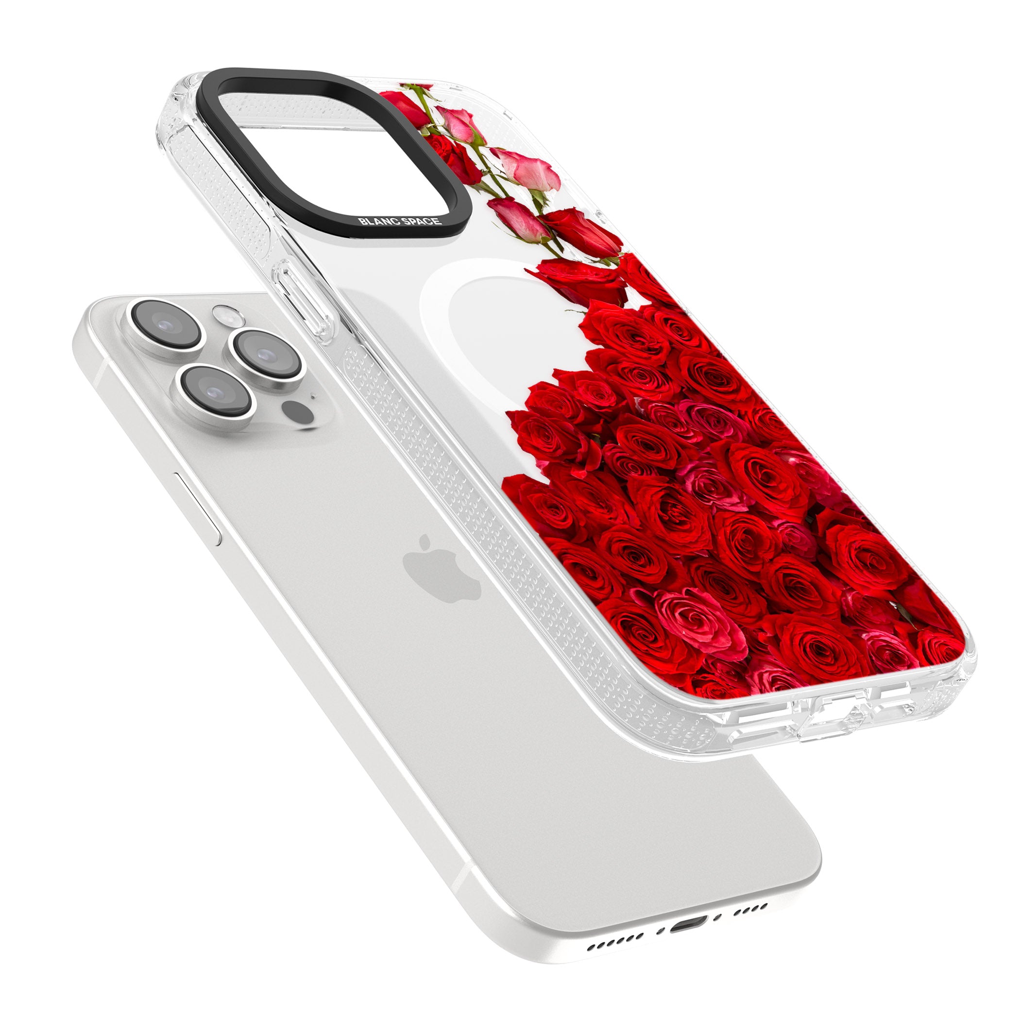 Floral Roses iPhone 15 Pro Max / 15 Pro / 14 Pro Max / 14 Pro / 13 Pro Clear Case Impact Air - Blanc Space