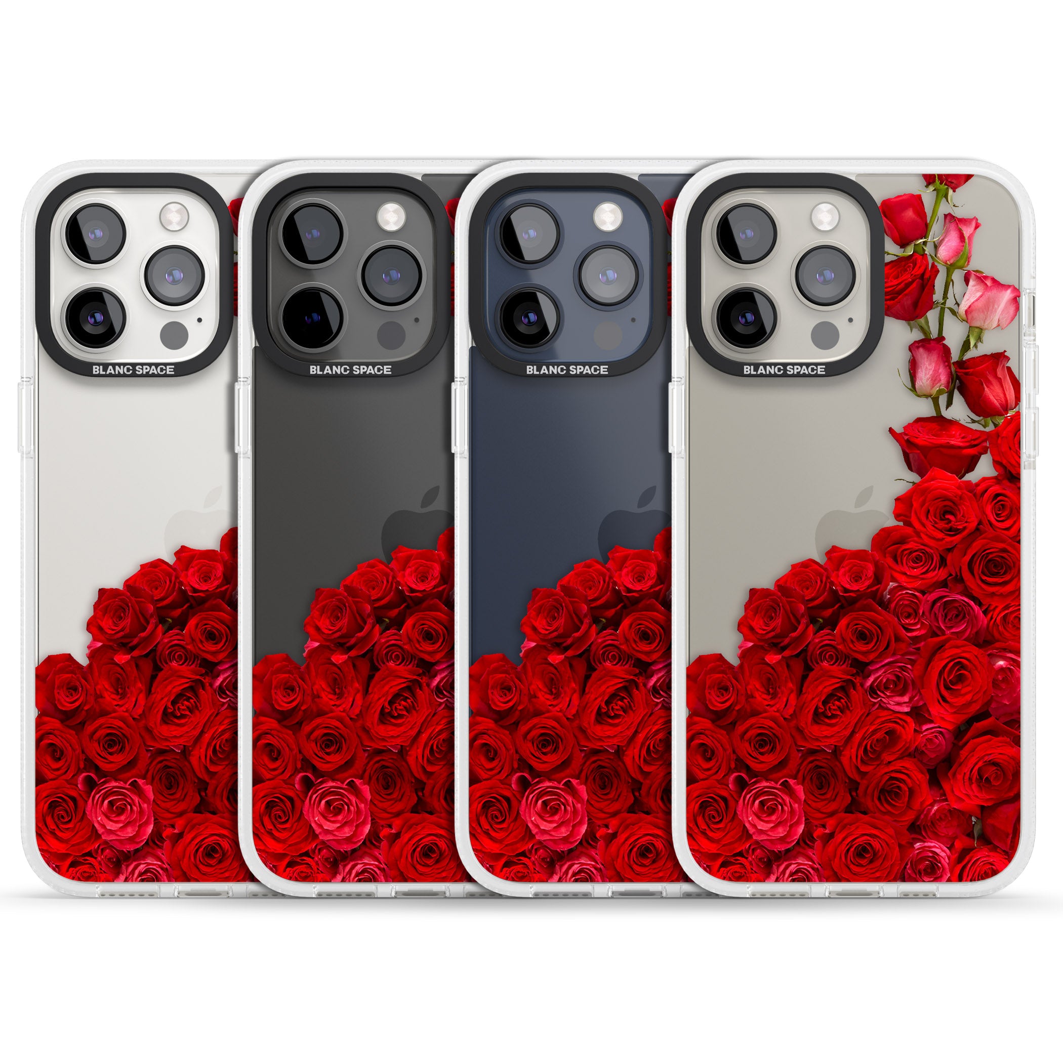 Floral Roses iPhone 15 Pro Max / 15 Pro / 14 Pro Max / 14 Pro / 13 Pro Clear Case Impact Air - Blanc Space