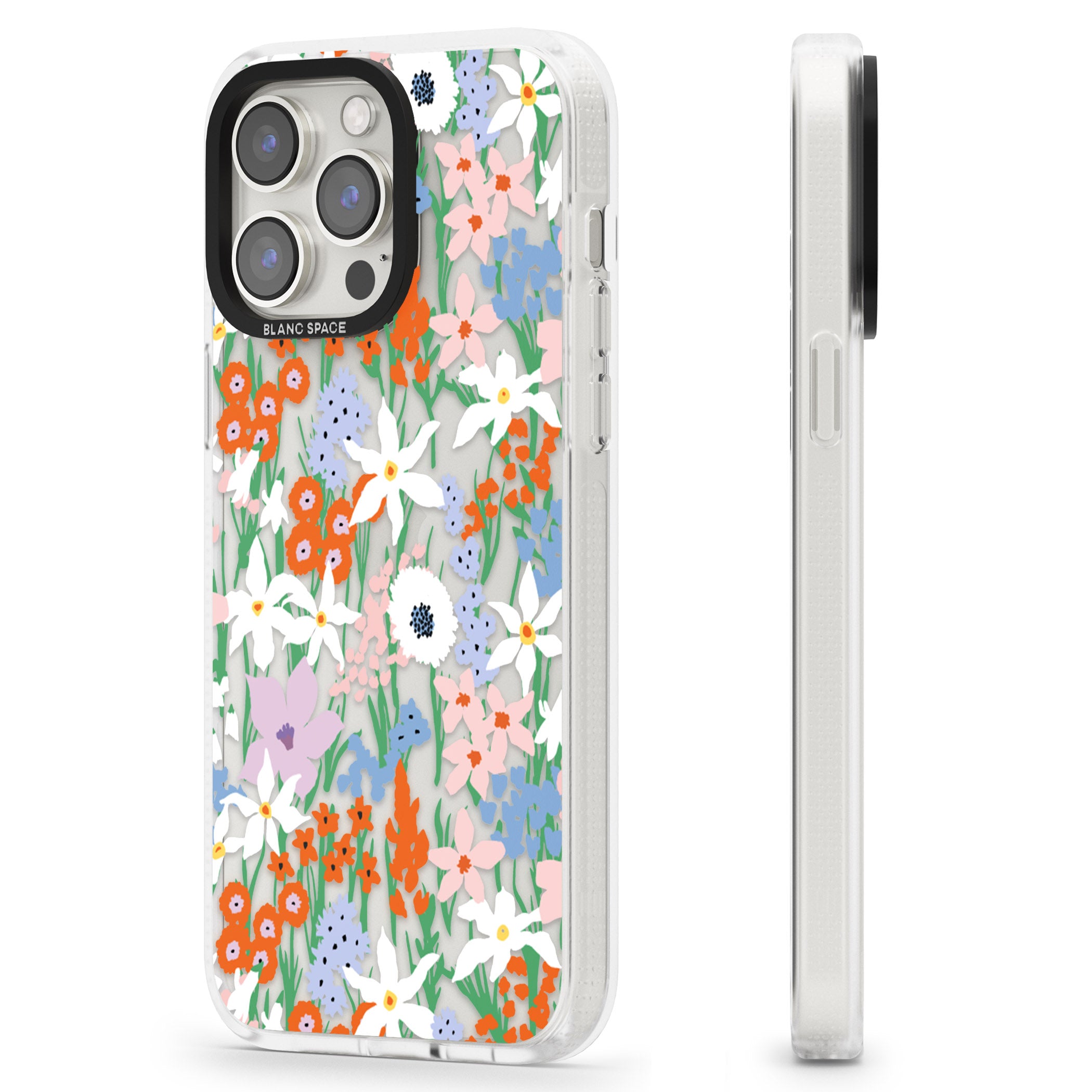 Springtime Meadow: Transparent iPhone 15 Pro Max / 15 Pro / 14 Pro Max / 14 Pro / 13 Pro Clear Case Impact Air - Blanc Space
