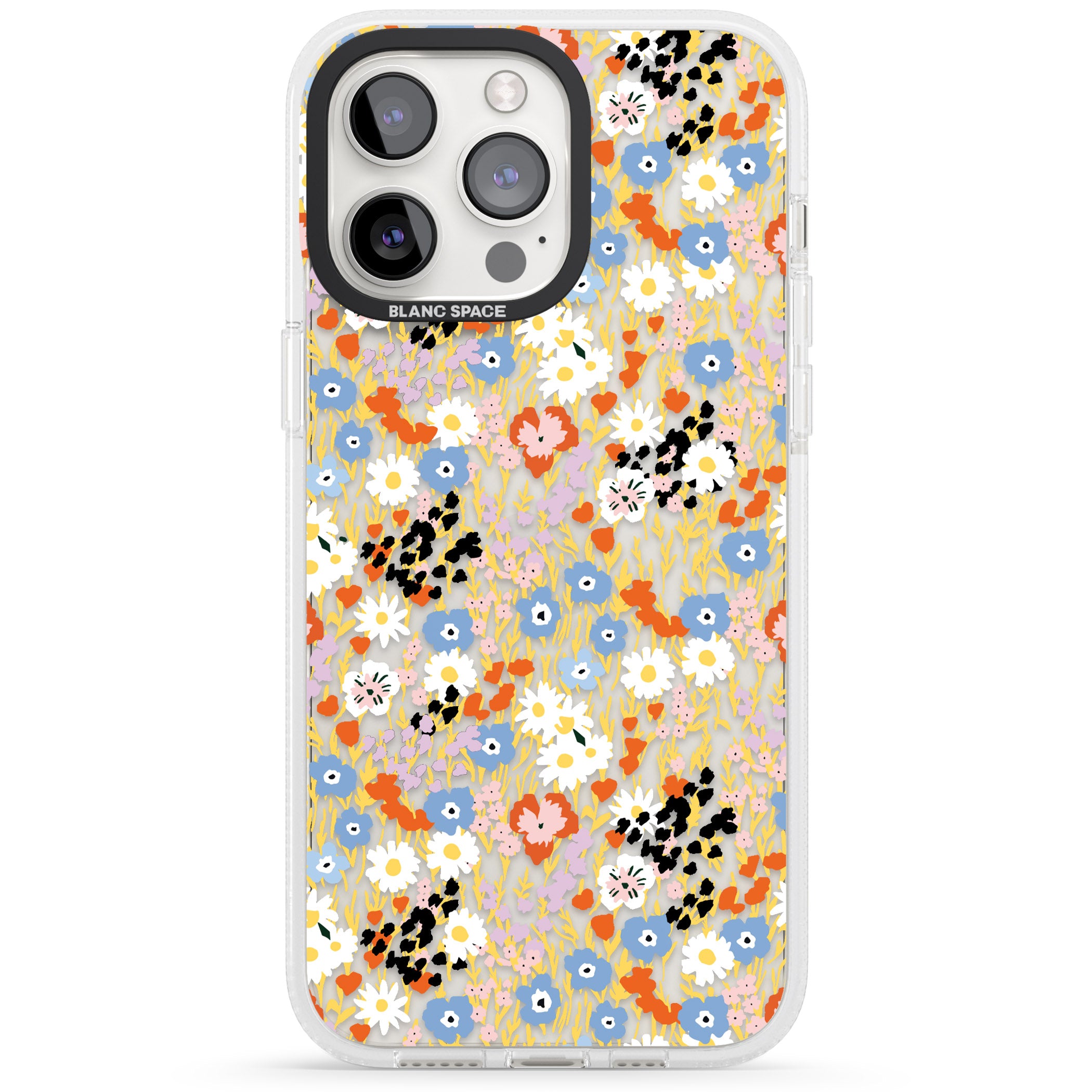 Busy Floral Mix: Transparent iPhone 15 Pro Max / 15 Pro / 14 Pro Max / 14 Pro / 13 Pro Clear Case Impact Air - Blanc Space