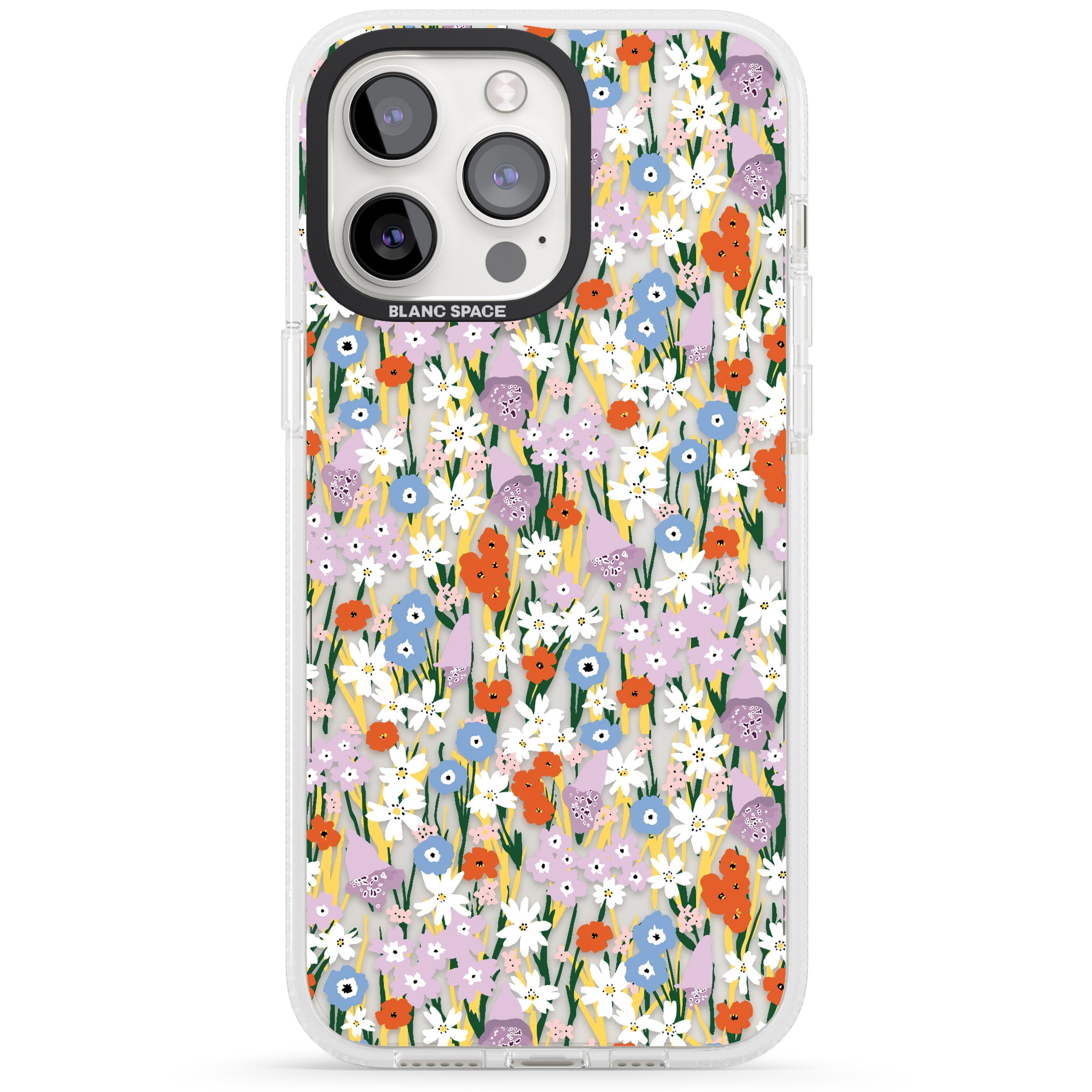 Energetic Floral Mix: Transparent iPhone 15 Pro Max / 15 Pro / 14 Pro Max / 14 Pro / 13 Pro Clear Case Impact Air - Blanc Space