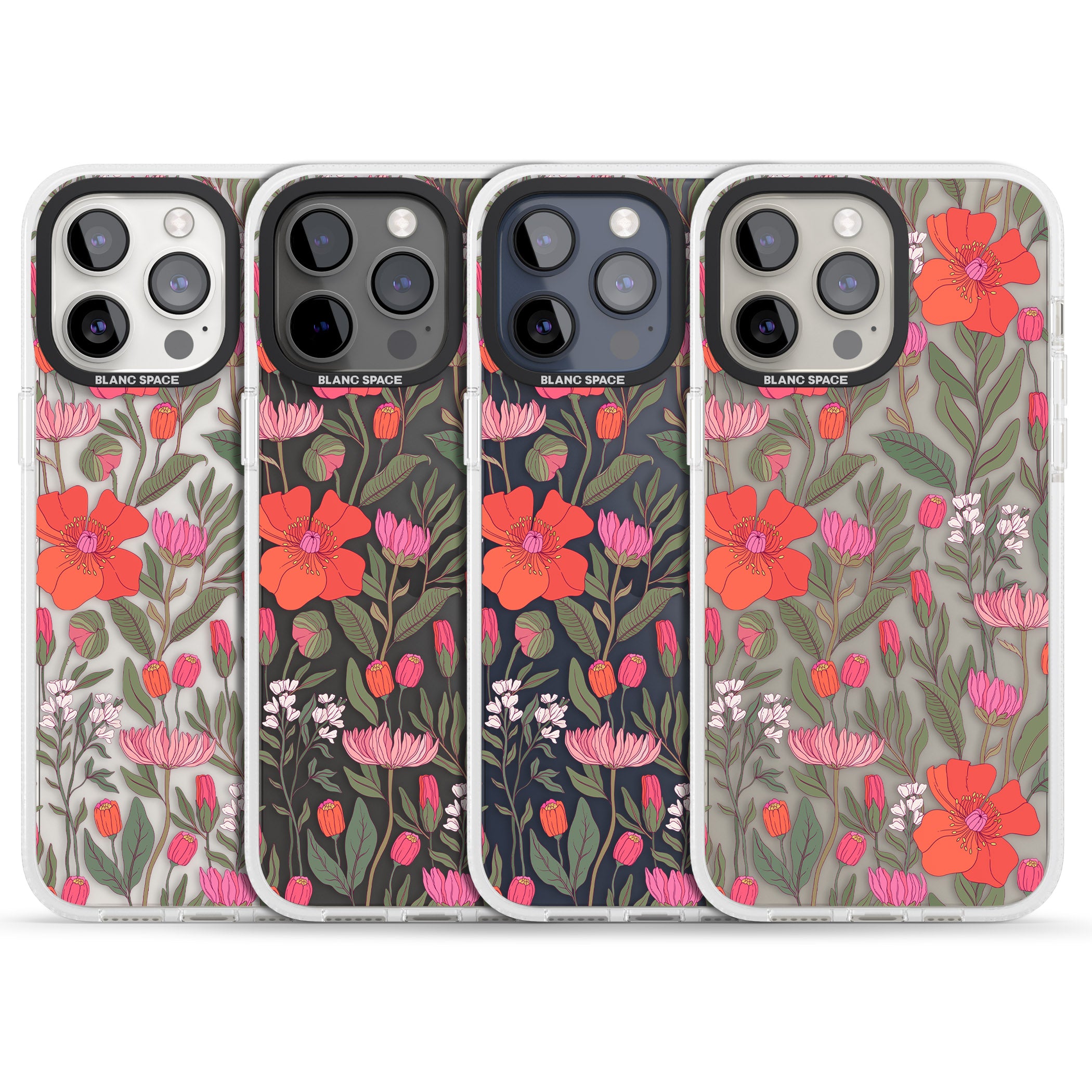 Peachy Floral iPhone 15 Pro Max / 15 Pro / 14 Pro Max / 14 Pro / 13 Pro Clear Case Impact Air - Blanc Space