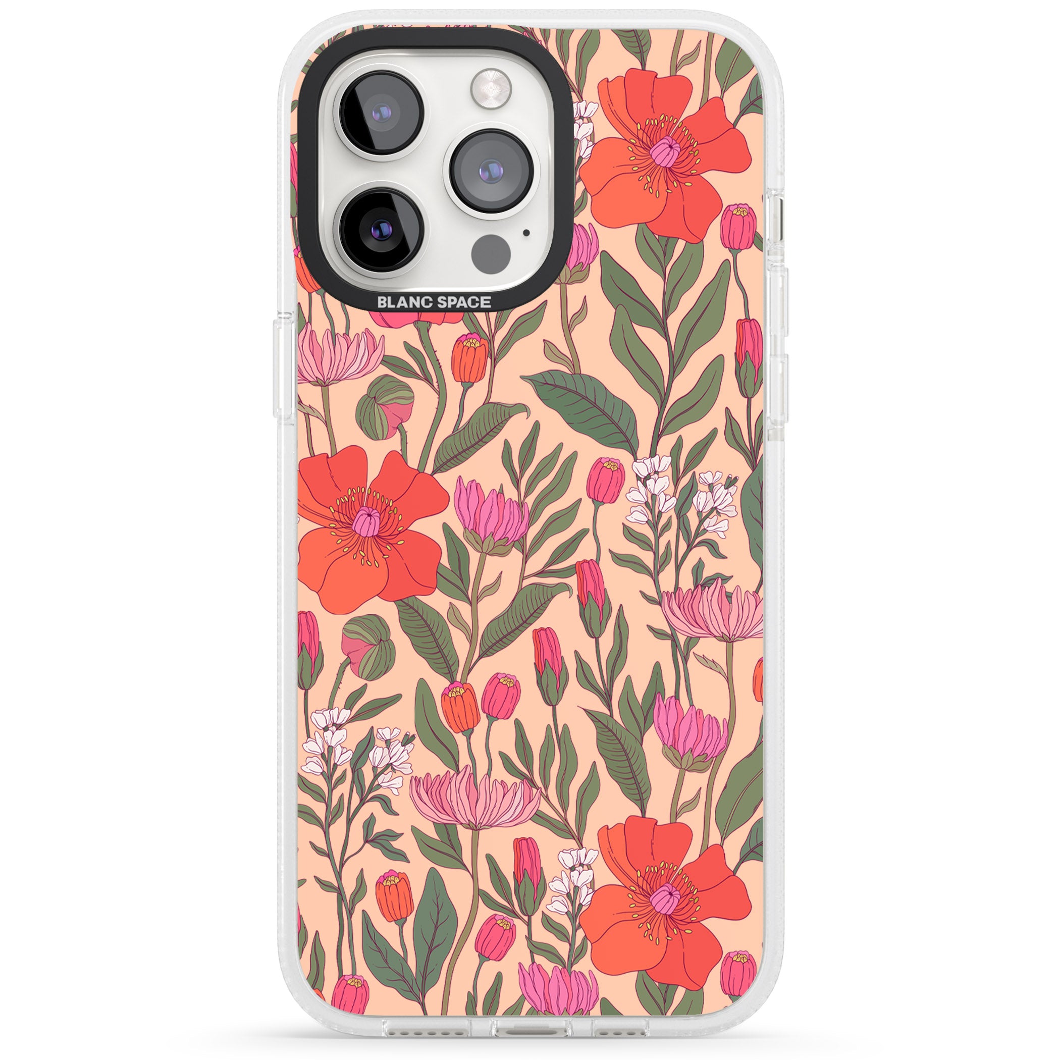 Peachy Floral - Background iPhone 15 Pro Max / 15 Pro / 14 Pro Max / 14 Pro / 13 Pro Clear Case Impact Air - Blanc Space