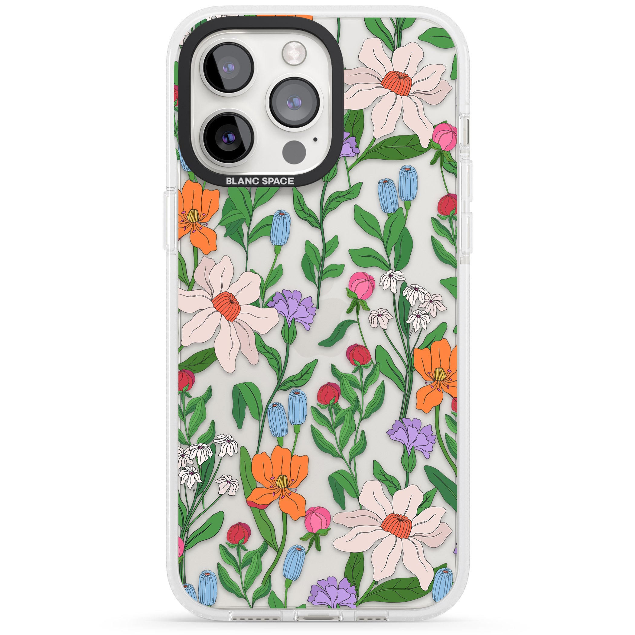 Full Bloom iPhone 15 Pro Max / 15 Pro / 14 Pro Max / 14 Pro / 13 Pro Clear Case Impact Air - Blanc Space