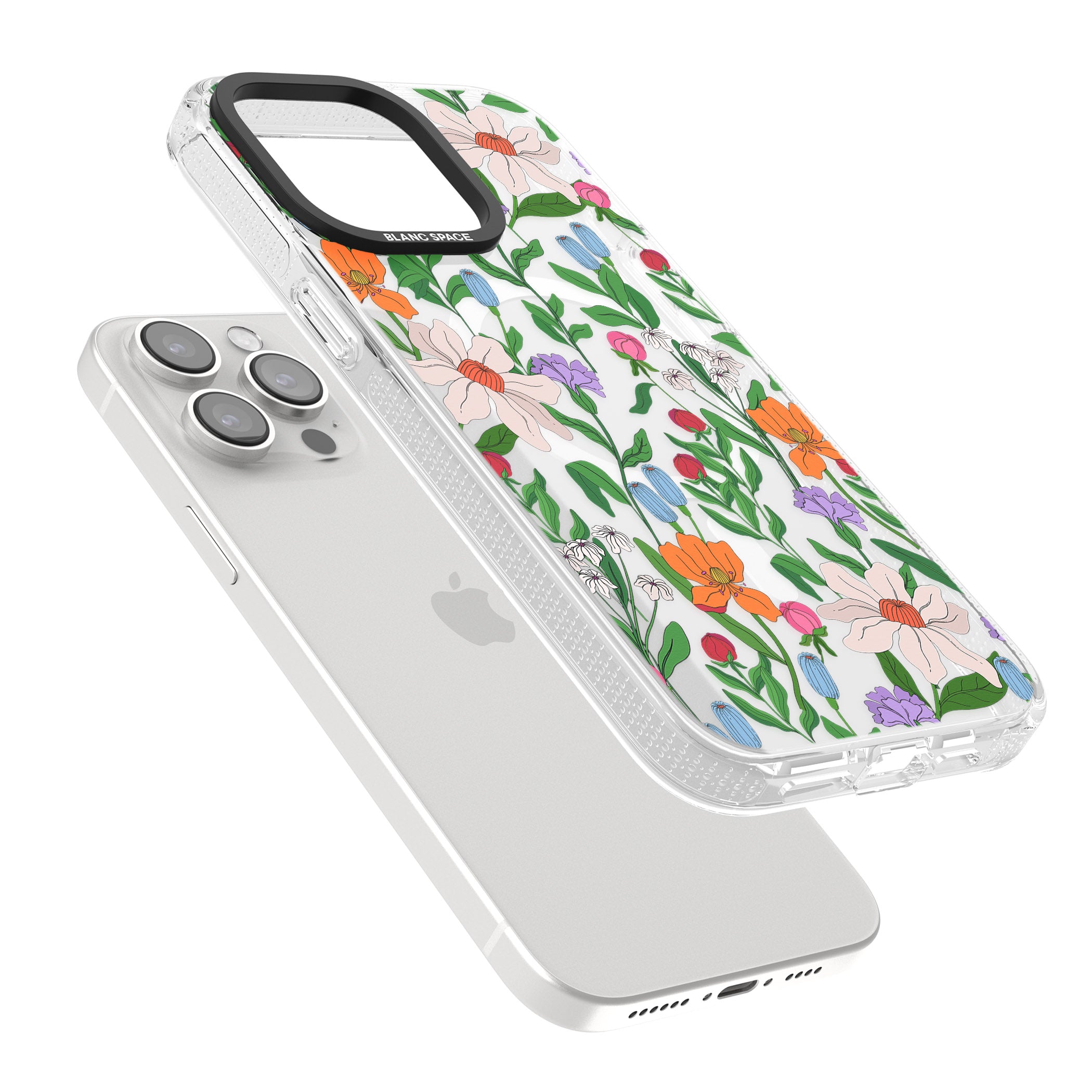 Full Bloom iPhone 15 Pro Max / 15 Pro / 14 Pro Max / 14 Pro / 13 Pro Clear Case Impact Air - Blanc Space