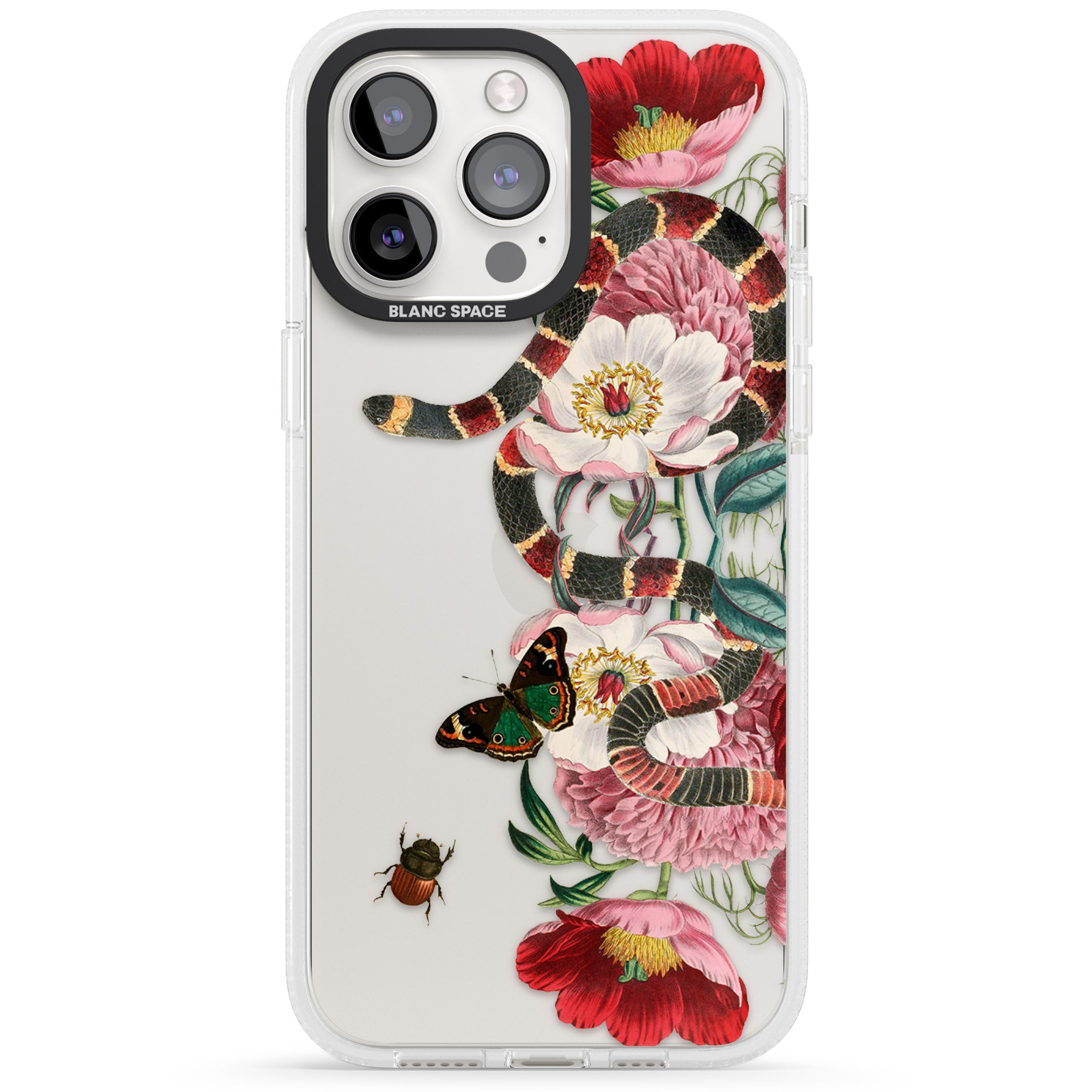 Floral Snake iPhone 15 Pro Max / 15 Pro / 14 Pro Max / 14 Pro / 13 Pro Clear Case Impact Air - Blanc Space