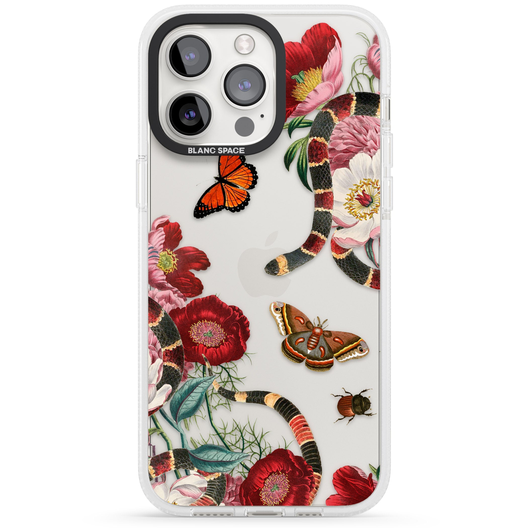 Botanical Snake iPhone 15 Pro Max / 15 Pro / 14 Pro Max / 14 Pro / 13 Pro Clear Case Impact Air - Blanc Space