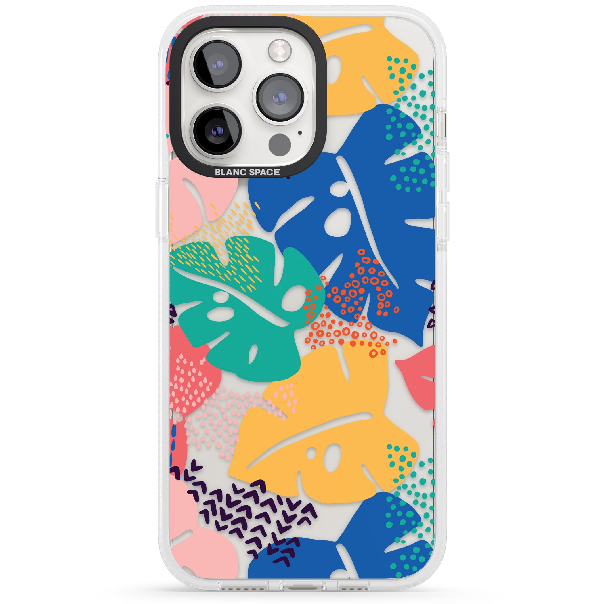 VIbrant Leaves iPhone 15 Pro Max / 15 Pro / 14 Pro Max / 14 Pro / 13 Pro Clear Case Impact Air - Blanc Space
