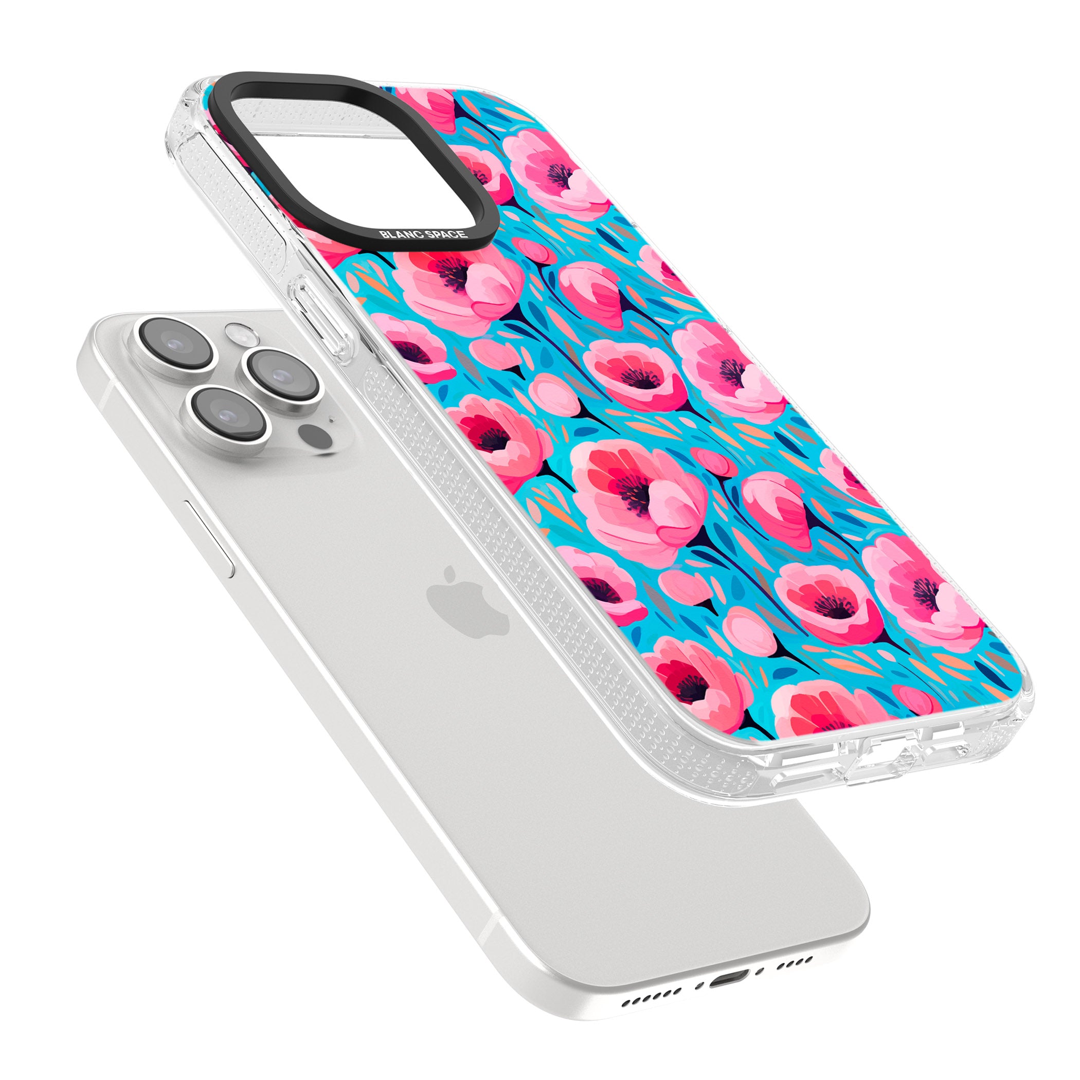 Tropical Pink Poppies iPhone 15 Pro Max / 15 Pro / 14 Pro Max / 14 Pro / 13 Pro Clear Case Impact Air - Blanc Space