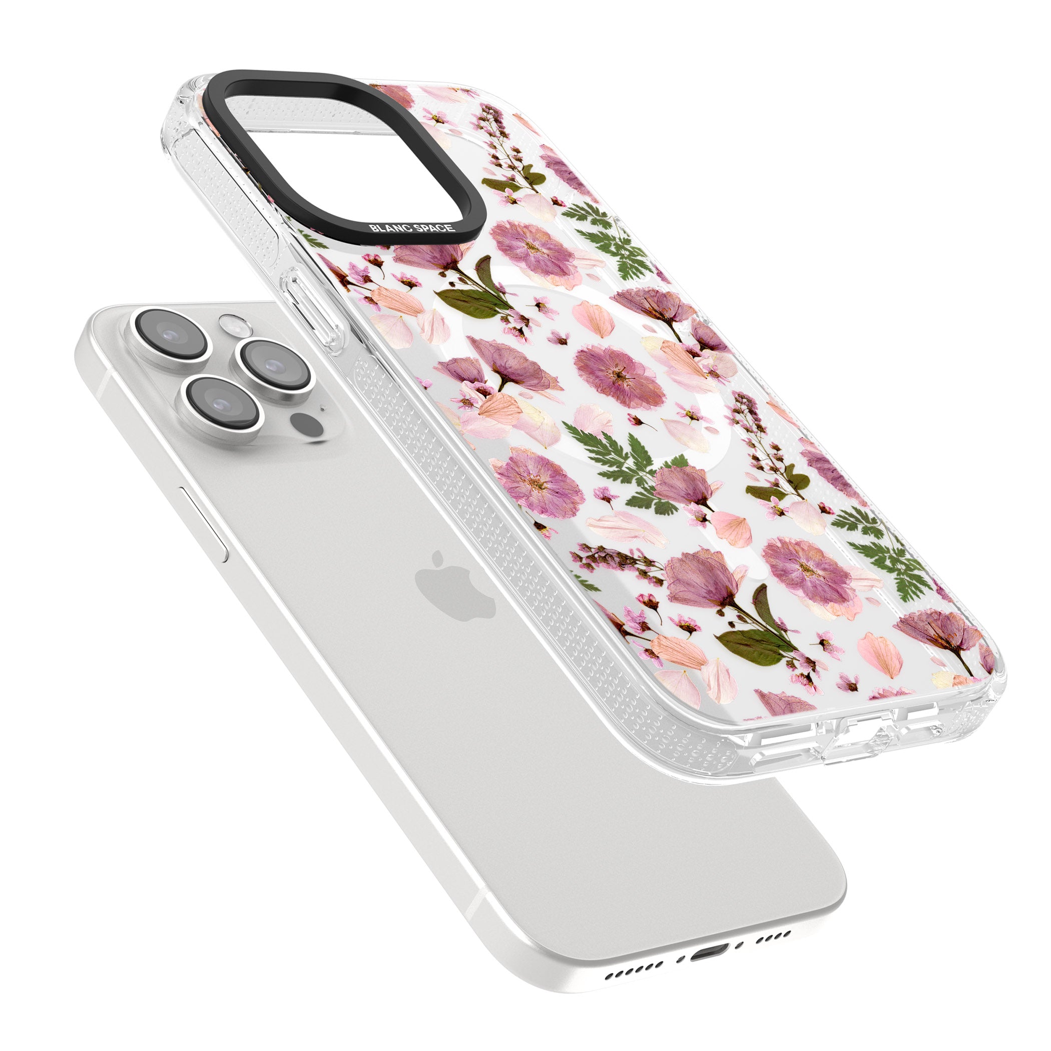 Floral Menagerie Transparent Design iPhone 15 Pro Max / 15 Pro / 14 Pro Max / 14 Pro / 13 Pro Clear Case Impact Air - Blanc Space