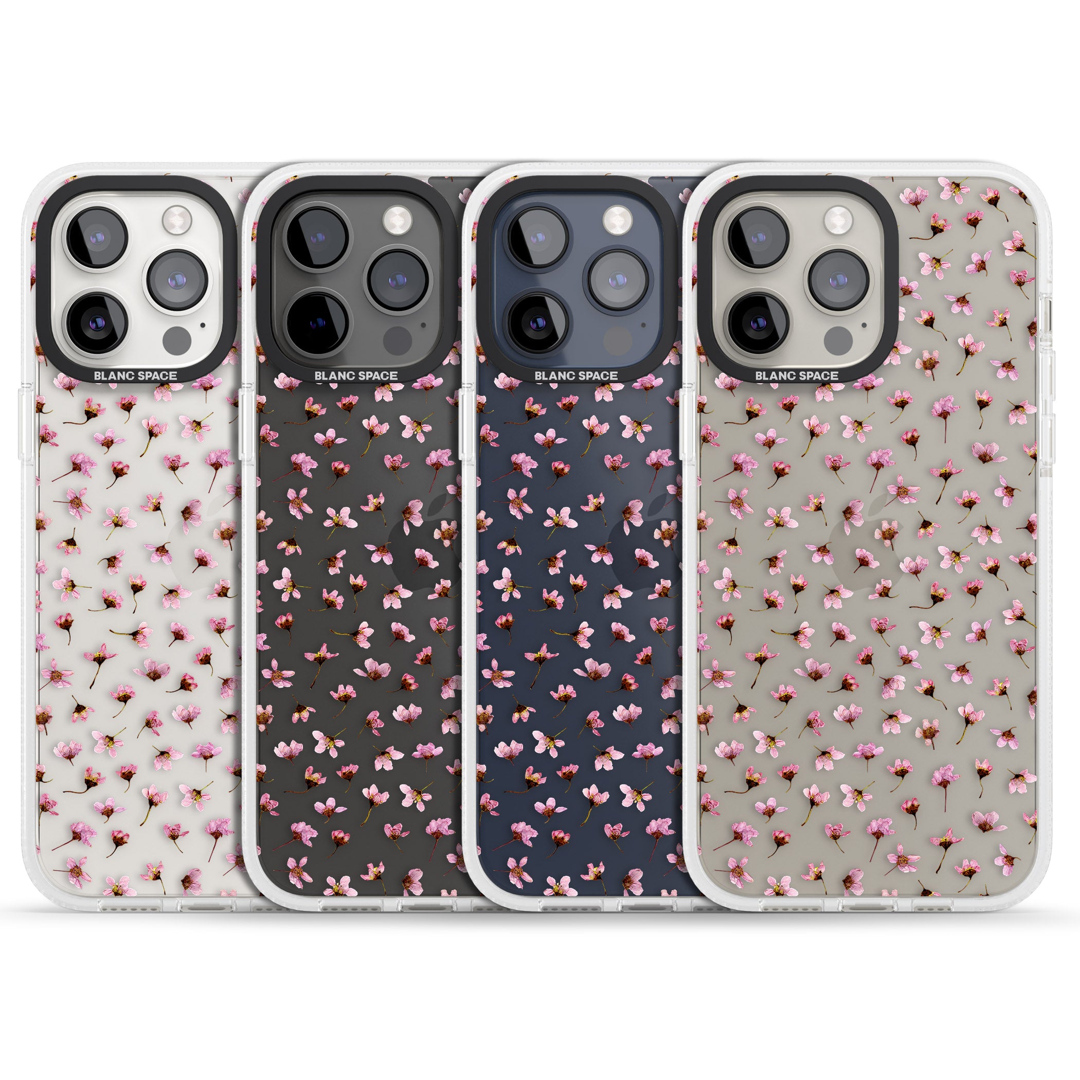 Small Pink Blossoms Transparent Design iPhone 15 Pro Max / 15 Pro / 14 Pro Max / 14 Pro / 13 Pro Clear Case Impact Air - Blanc Space