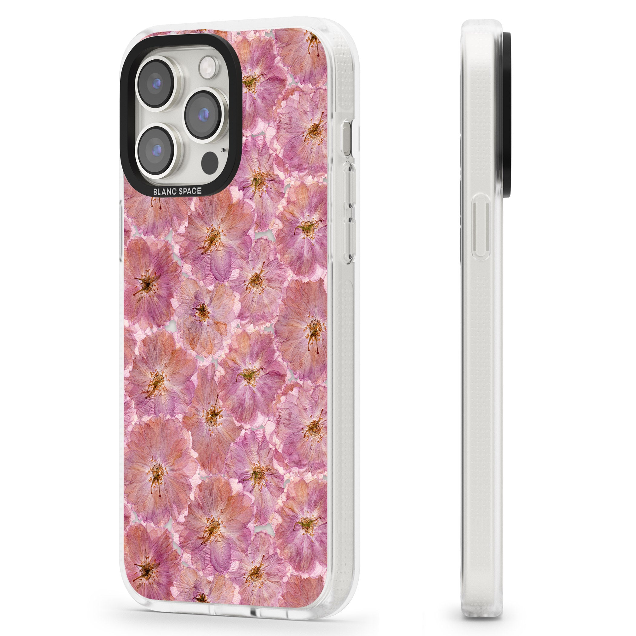 Large Pink Flowers Transparent Design iPhone 15 Pro Max / 15 Pro / 14 Pro Max / 14 Pro / 13 Pro Clear Case Impact Air - Blanc Space