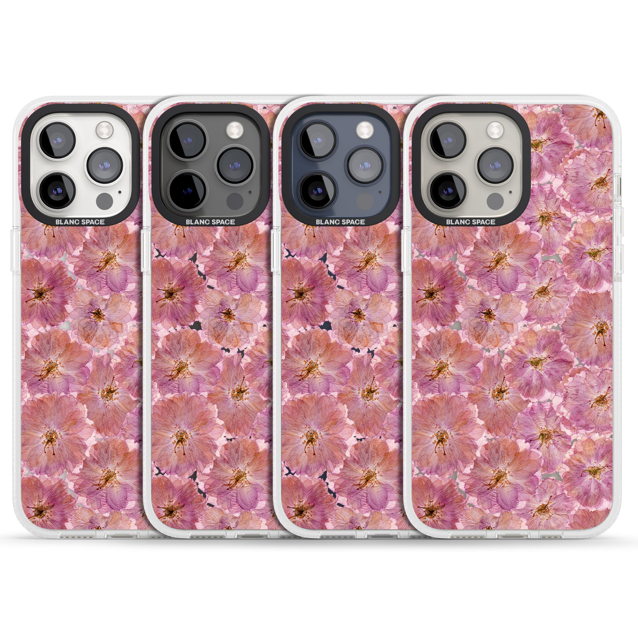 Large Pink Flowers Transparent Design iPhone 15 Pro Max / 15 Pro / 14 Pro Max / 14 Pro / 13 Pro Clear Case Impact Air - Blanc Space