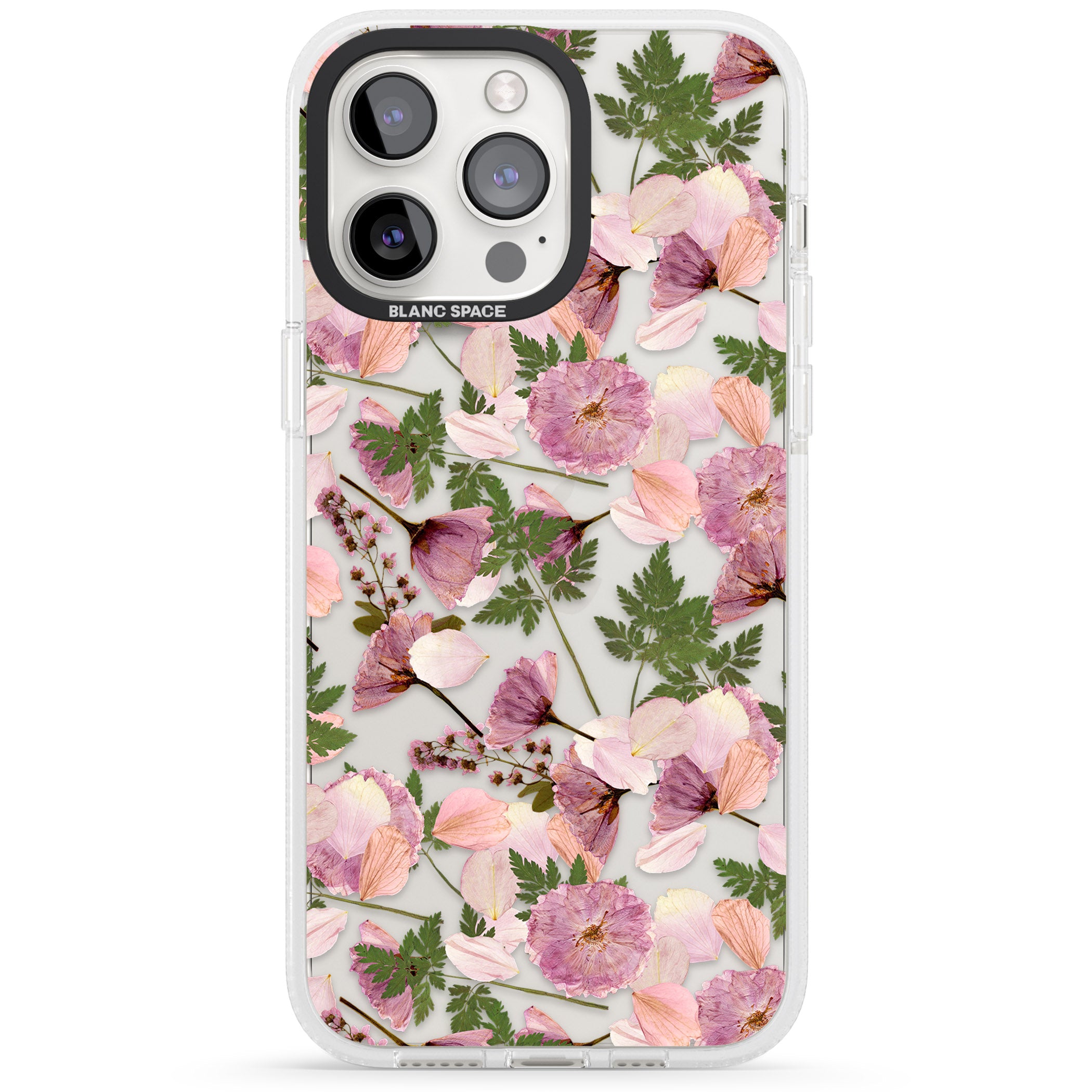 Leafy Floral Pattern Transparent Design iPhone 15 Pro Max / 15 Pro / 14 Pro Max / 14 Pro / 13 Pro Clear Case Impact Air - Blanc Space