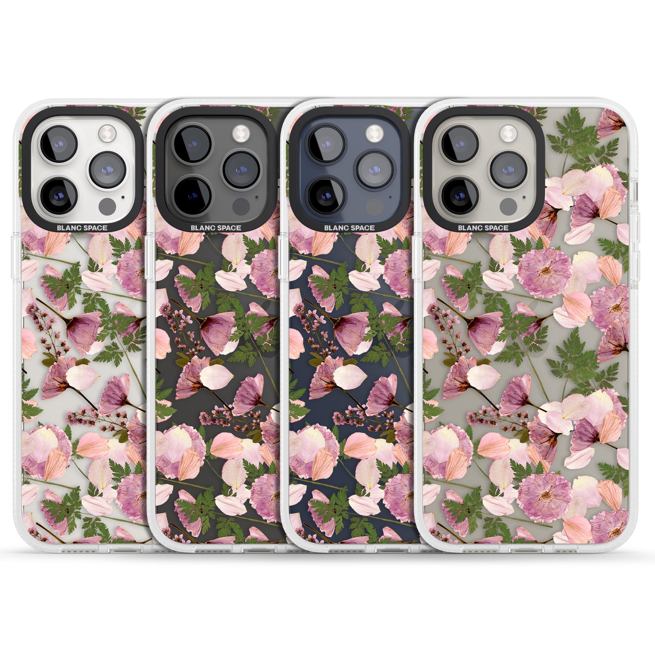Leafy Floral Pattern Transparent Design iPhone 15 Pro Max / 15 Pro / 14 Pro Max / 14 Pro / 13 Pro Clear Case Impact Air - Blanc Space