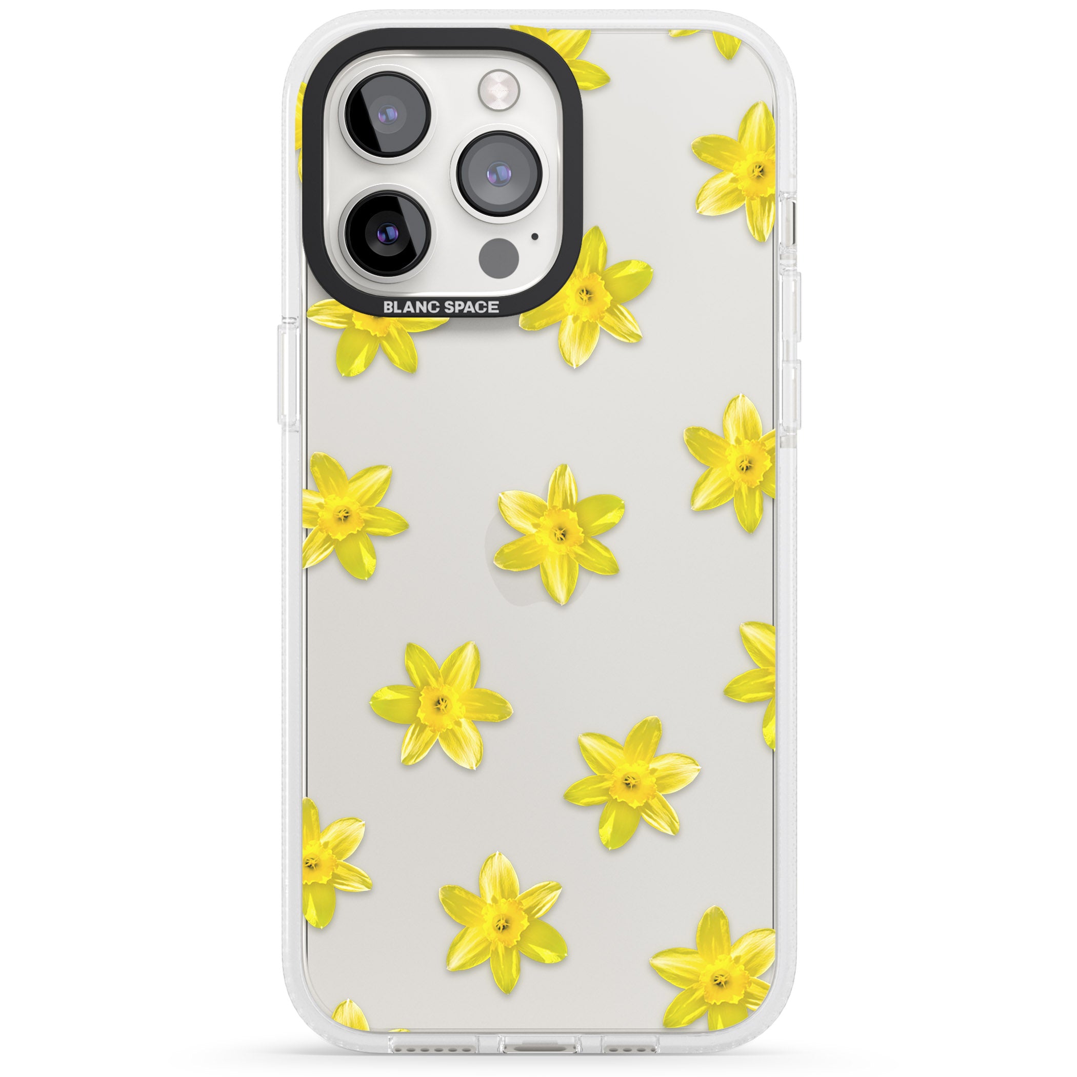 Daffodils Transparent Pattern iPhone 15 Pro Max / 15 Pro / 14 Pro Max / 14 Pro / 13 Pro Clear Case Impact Air - Blanc Space